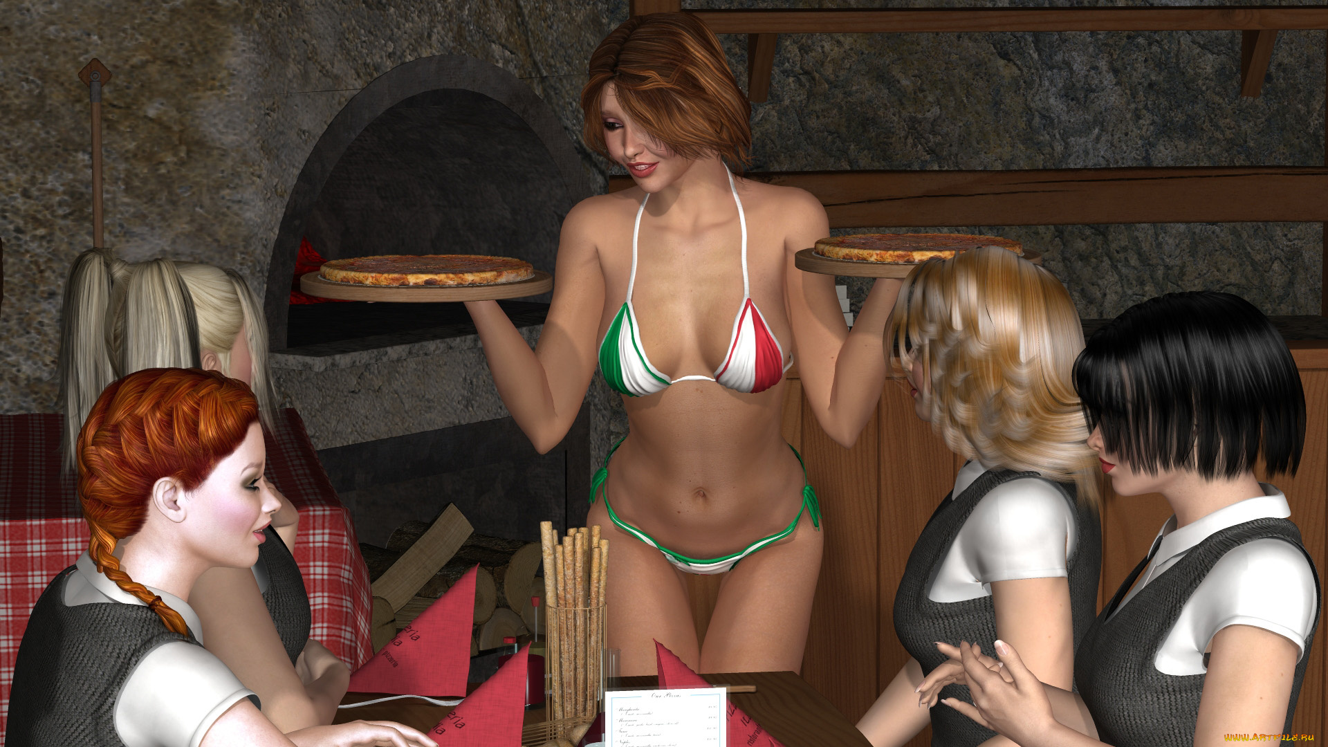 3д, графика, люди, , people, фон, взгляд, девушка, купальник