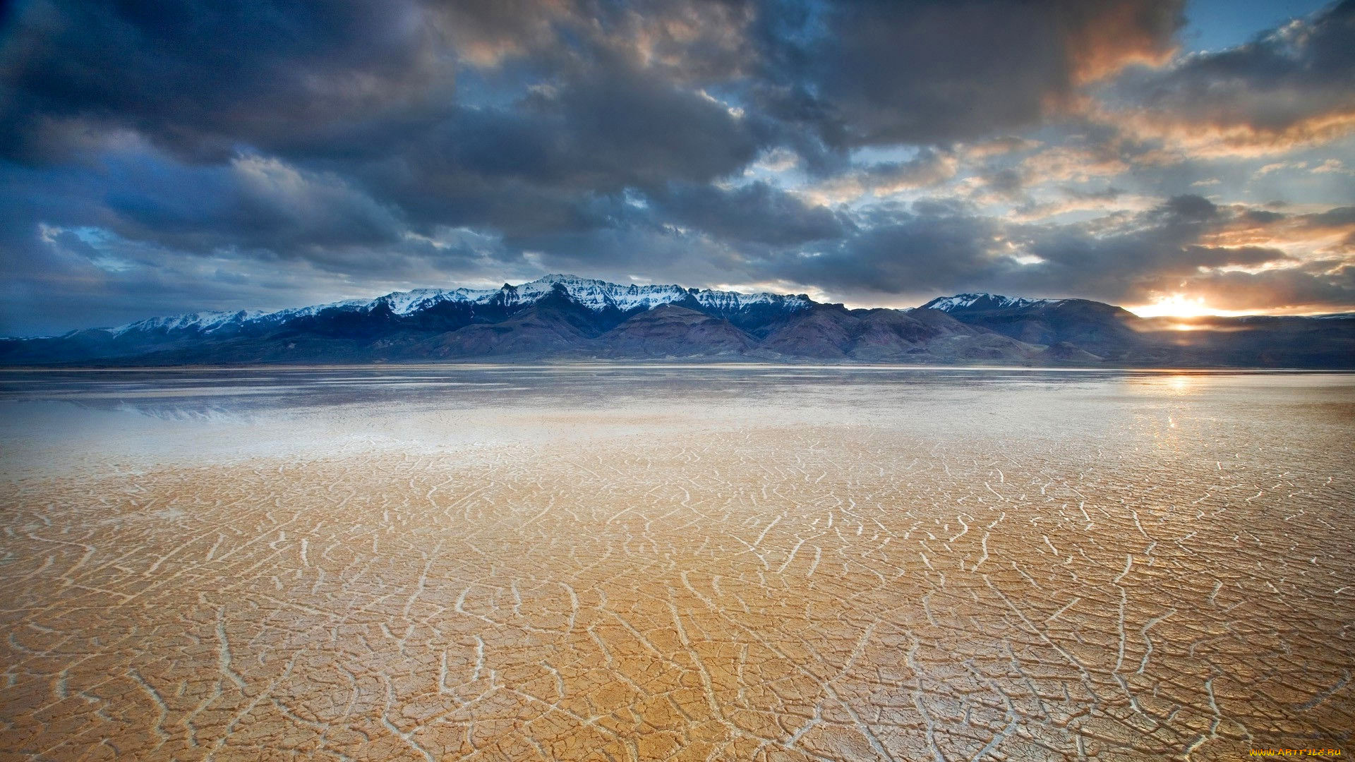 природа, восходы, закаты, небо, закат, горы, озеро, облака, такыр