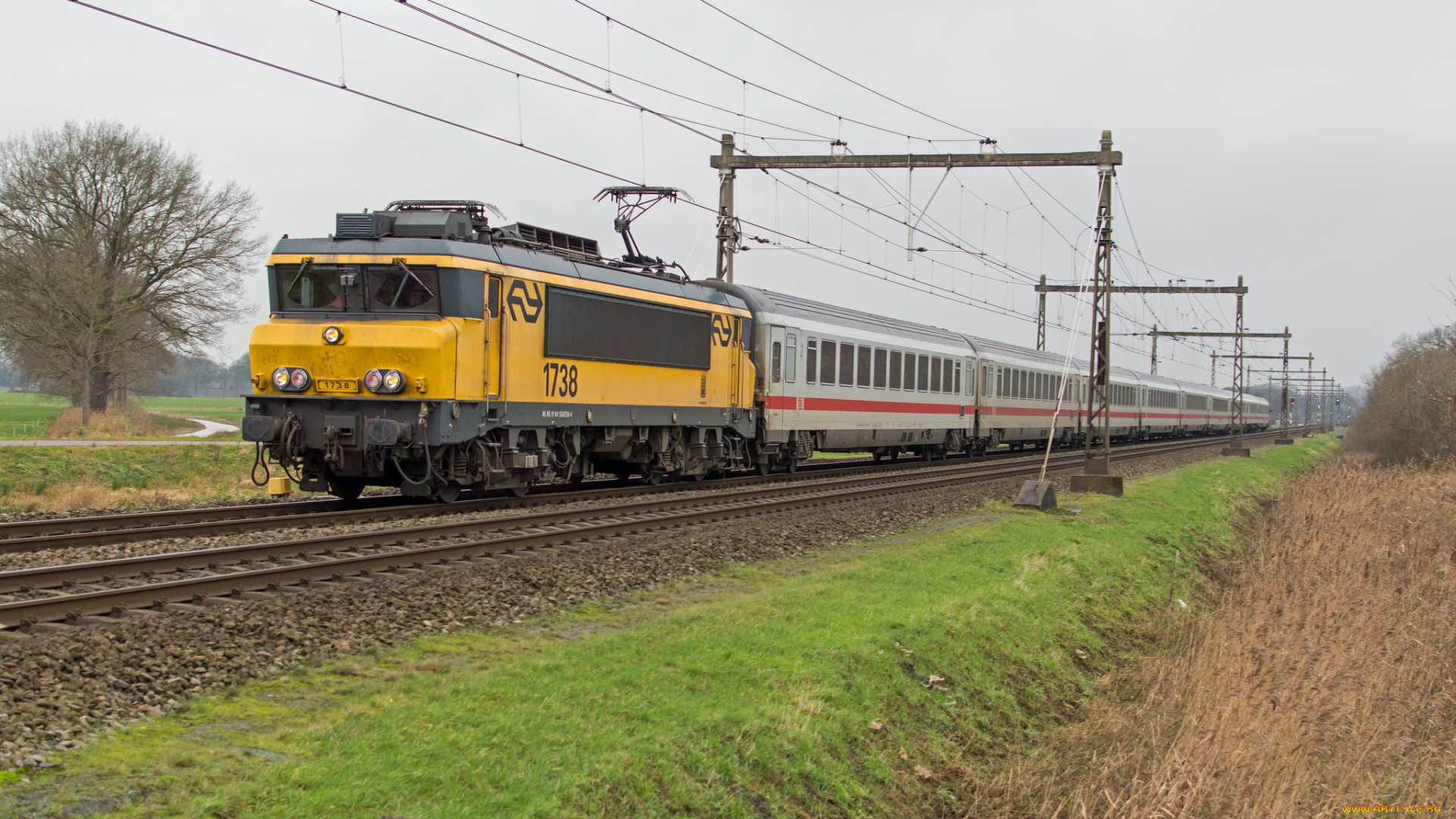 техника, электровозы, состав, рельсы, локомотив