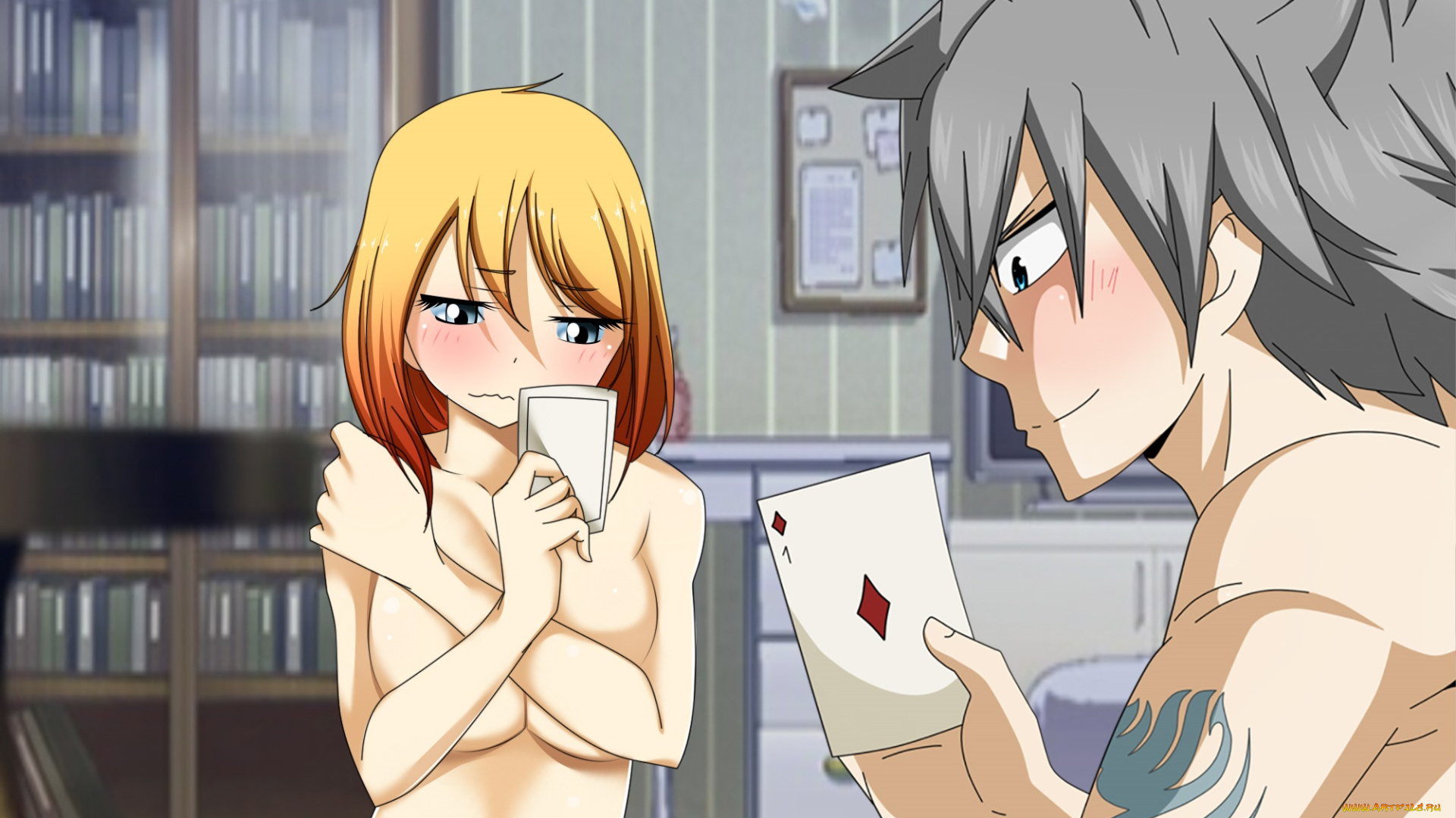 аниме, fairy, tail, двое