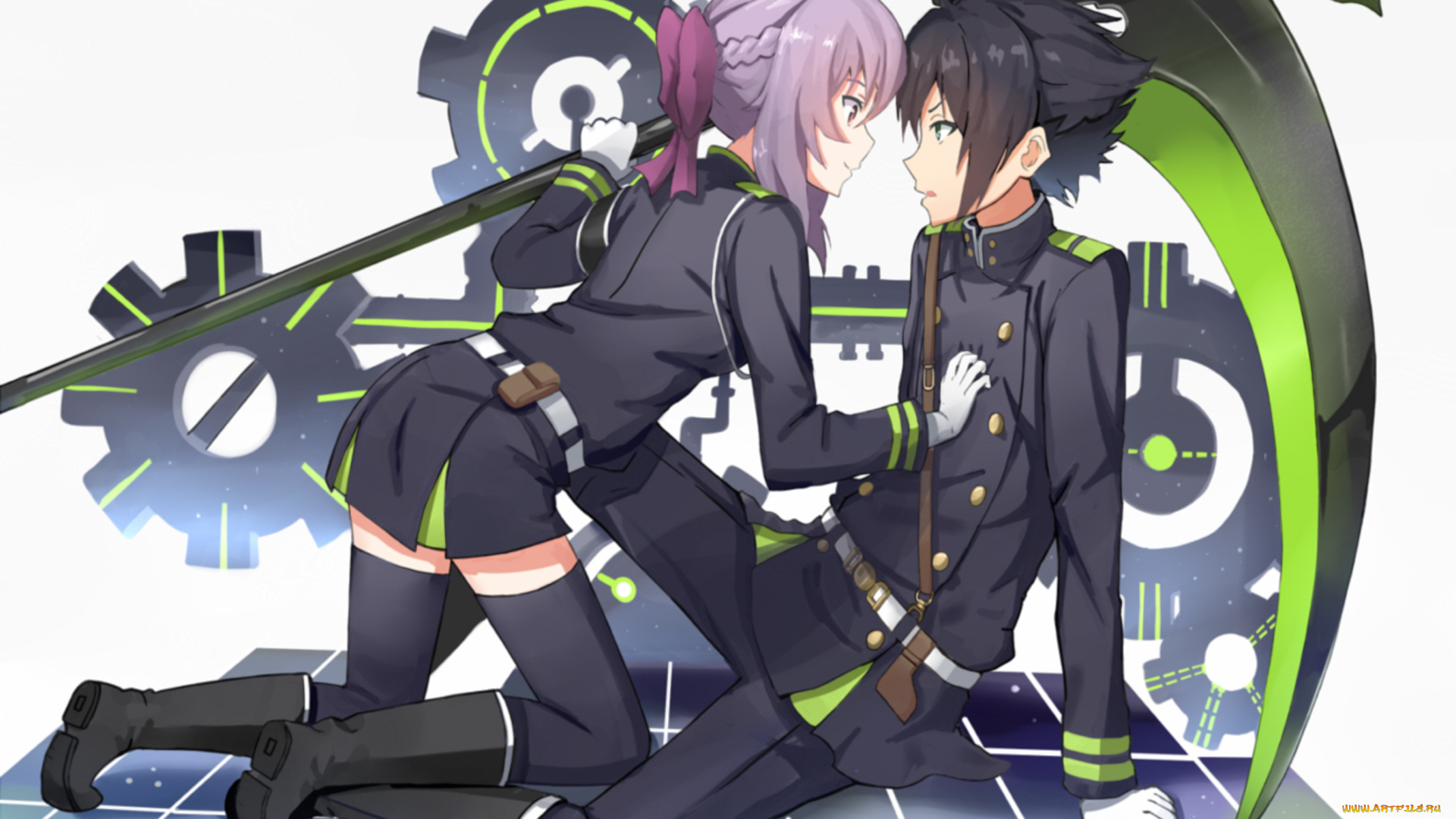аниме, owari, no, seraph, двое