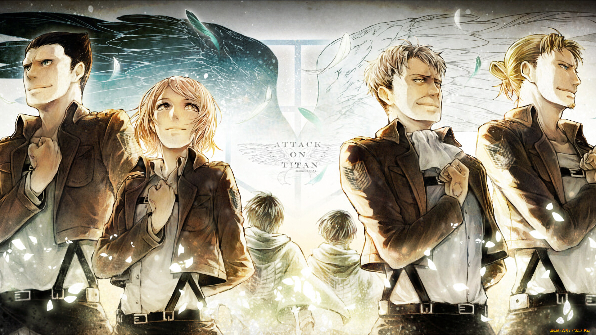 аниме, shingeki, no, kyojin, атака, титанов