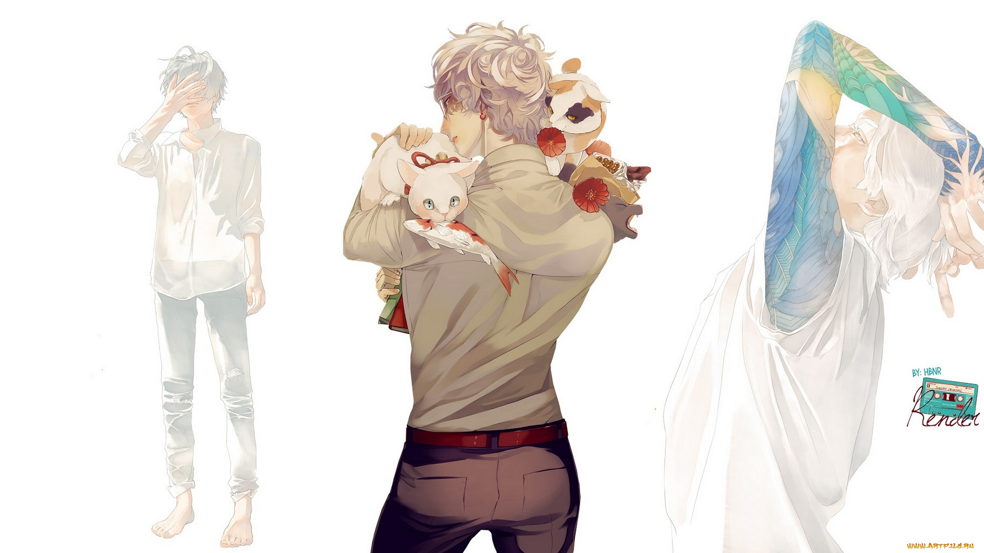 аниме, животные, , существа, парни