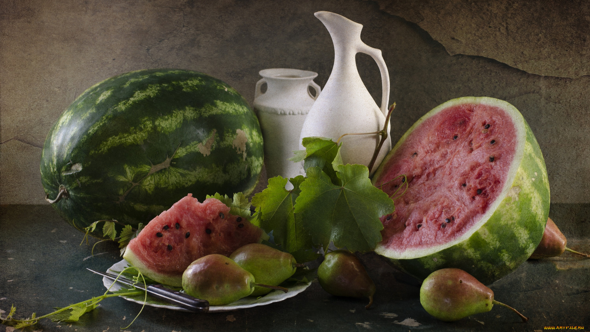 еда, натюрморт, август, арбуз, груши, лето, светлана, андреянова, фрукты