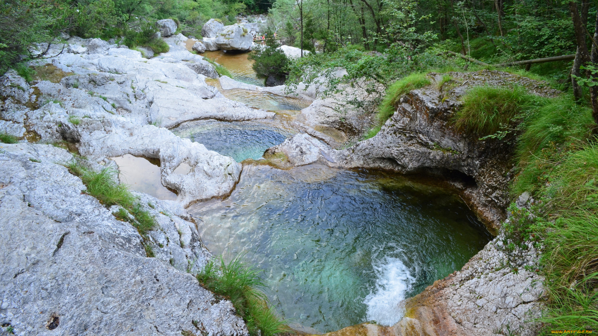 природа, водопады, река, лес, водопад