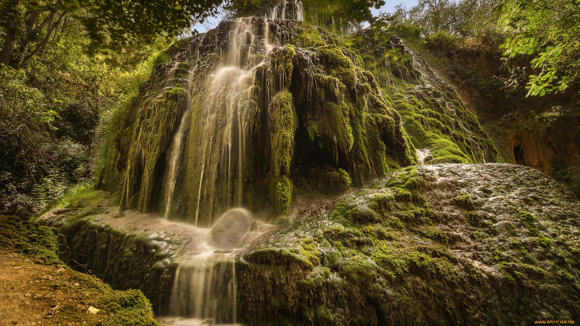 природа, водопады, водопад, река, лес