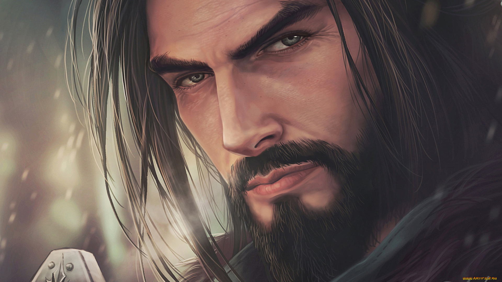 рисованное, люди, мужчина, арт, борода, лицо, взгляд, aenaluck, волосы