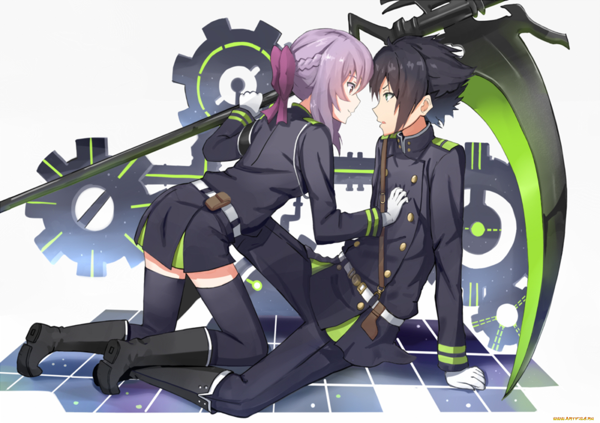аниме, owari, no, seraph, двое