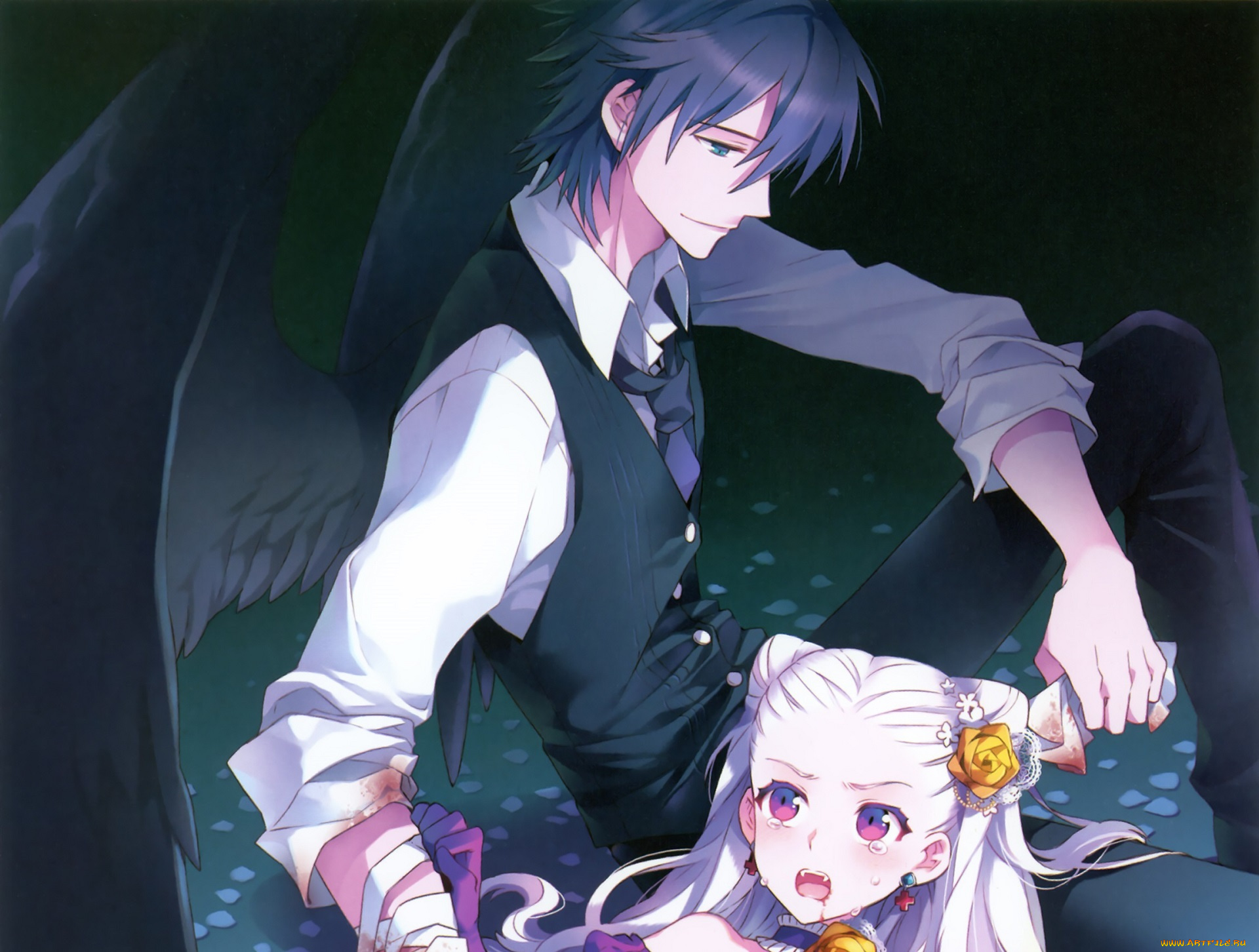 аниме, ангелы, , демоны, двое