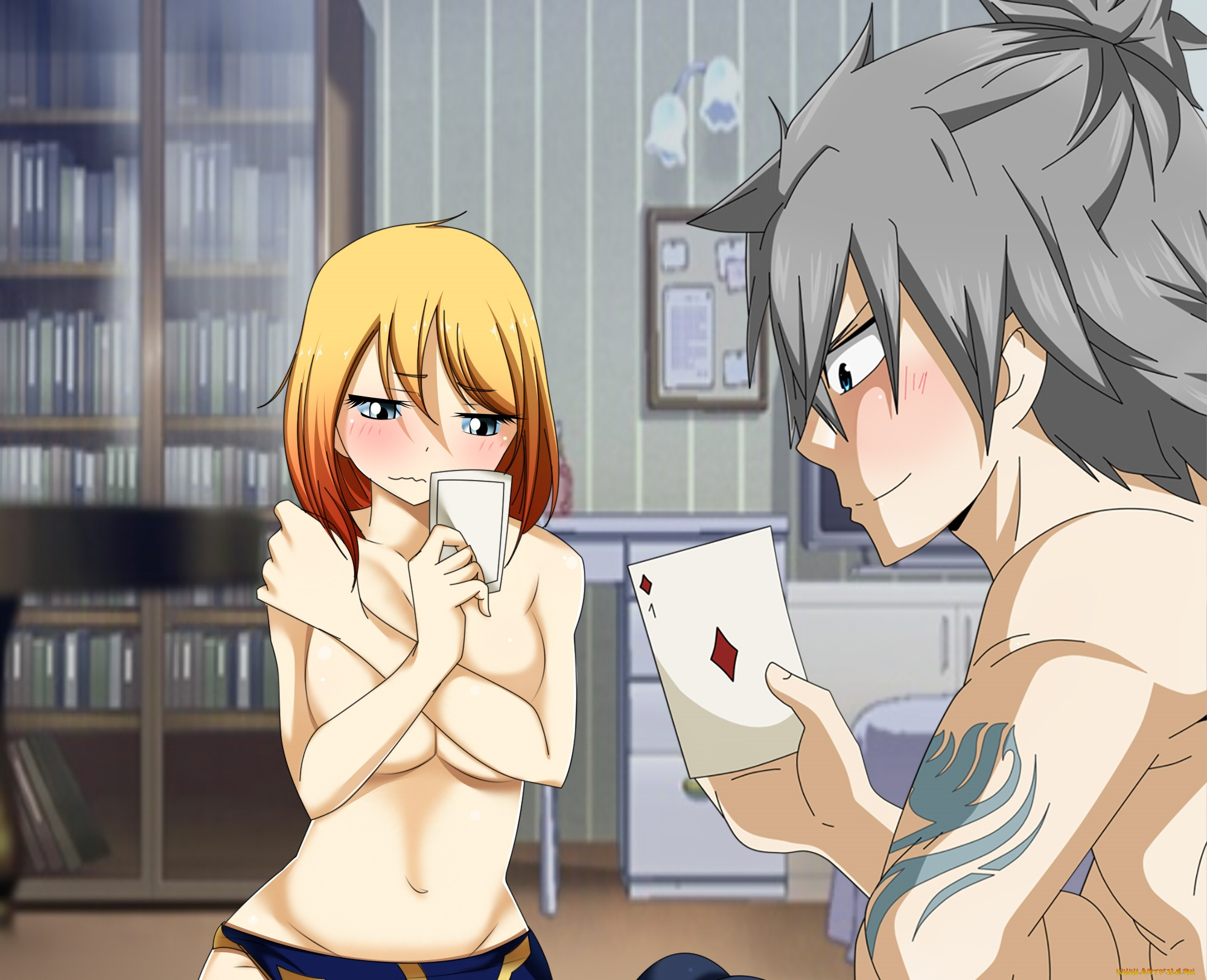 аниме, fairy, tail, двое