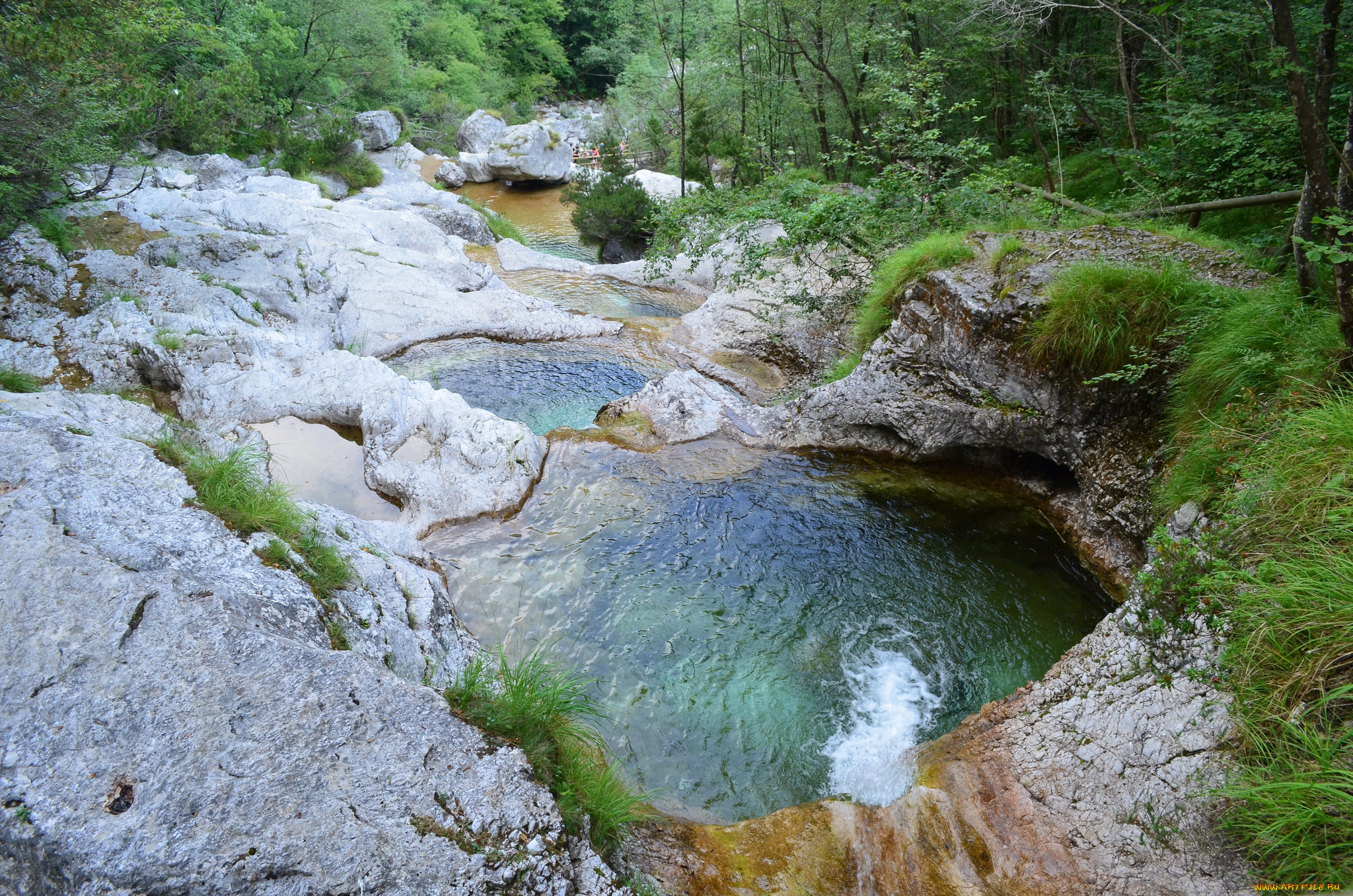 природа, водопады, река, лес, водопад