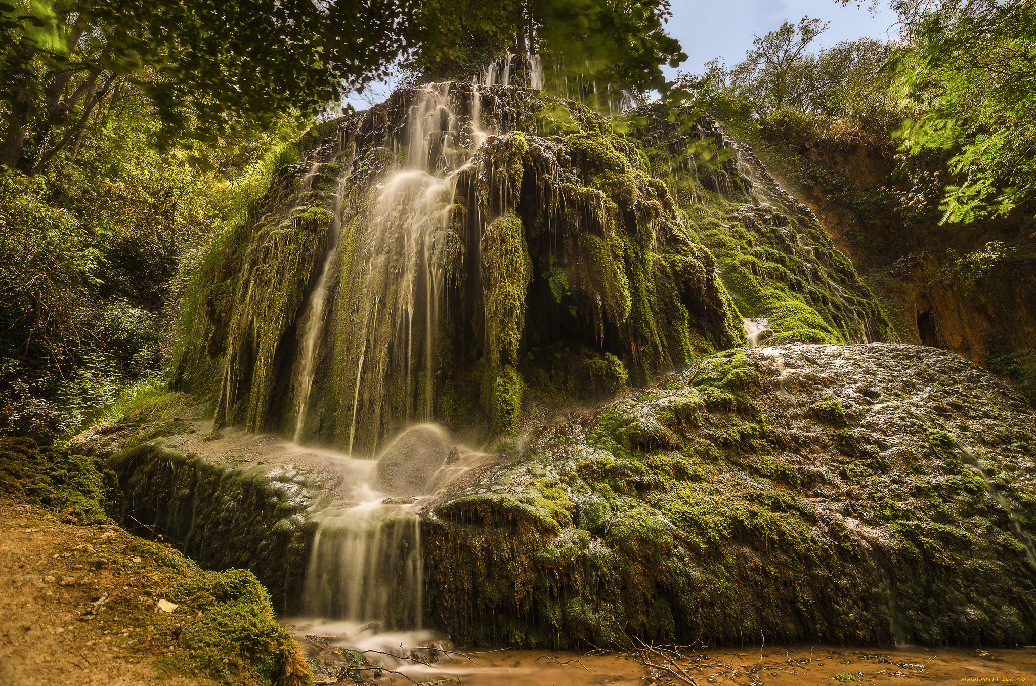 природа, водопады, водопад, река, лес