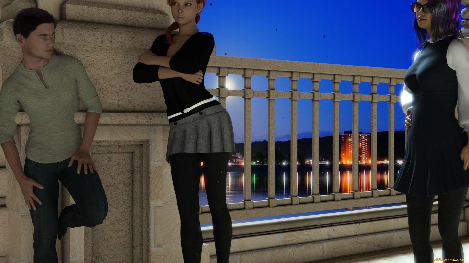 3д, графика, люди, , people, девушки, фон, взгляд