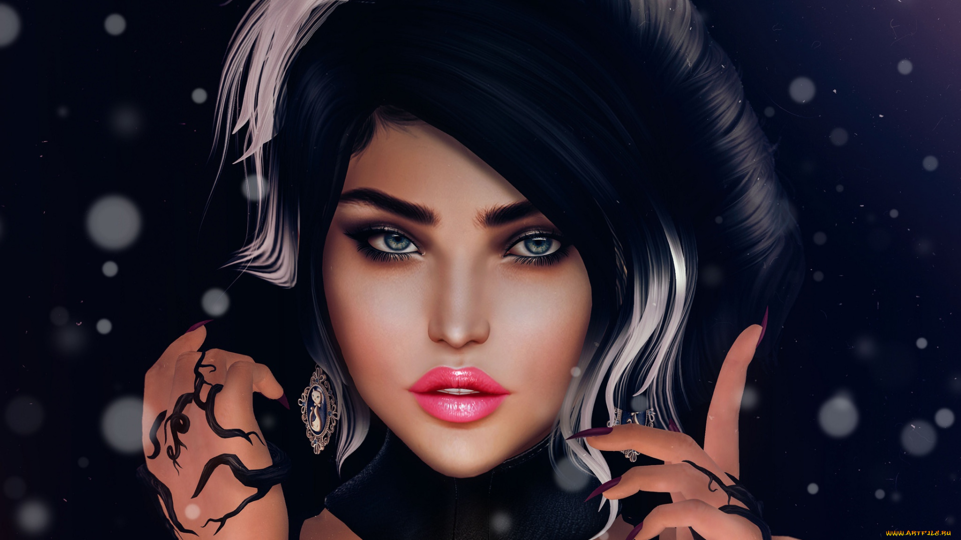 3д, графика, портрет, , portraits, девушка, прическа, жест