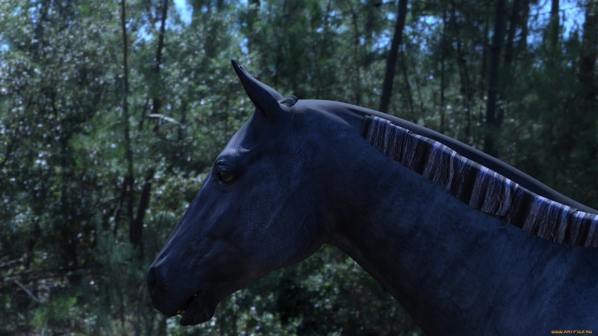 3д, графика, животные, , animals, голова, грива, лошадь