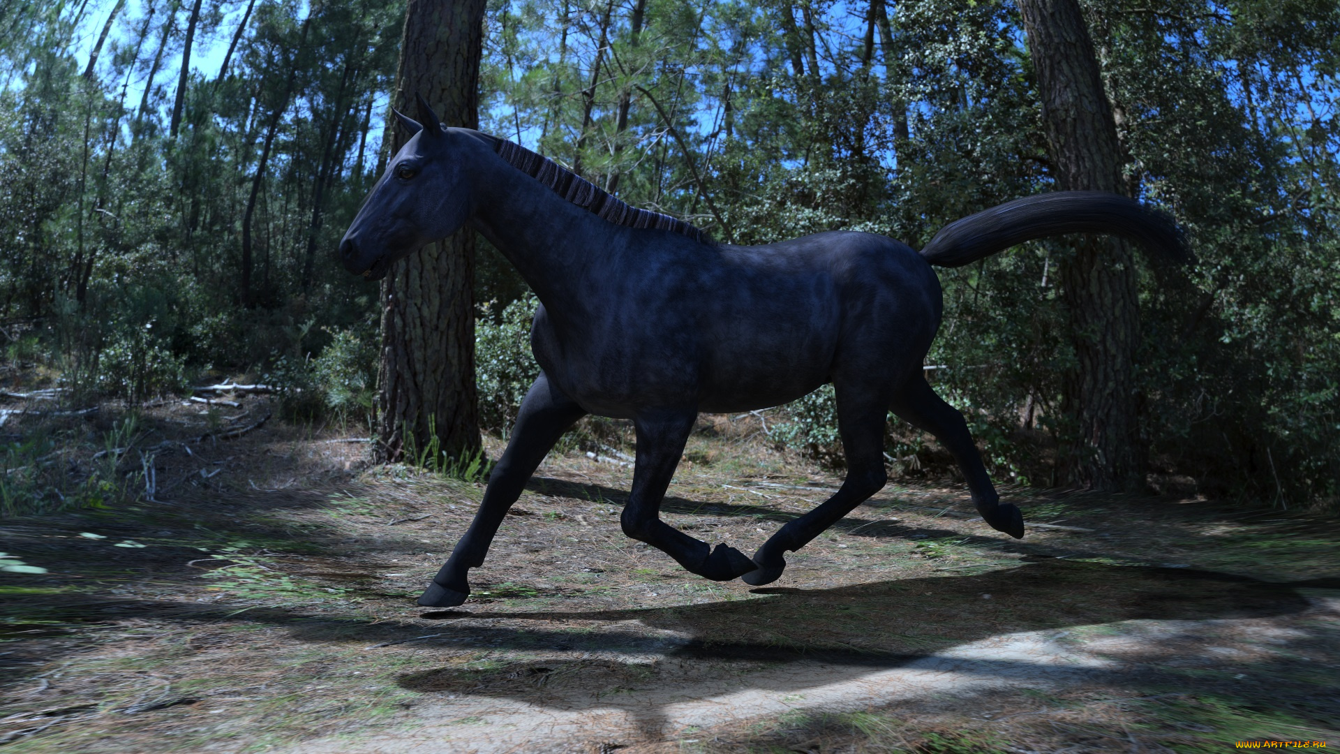 3д, графика, животные, , animals, голова, грива, лошадь