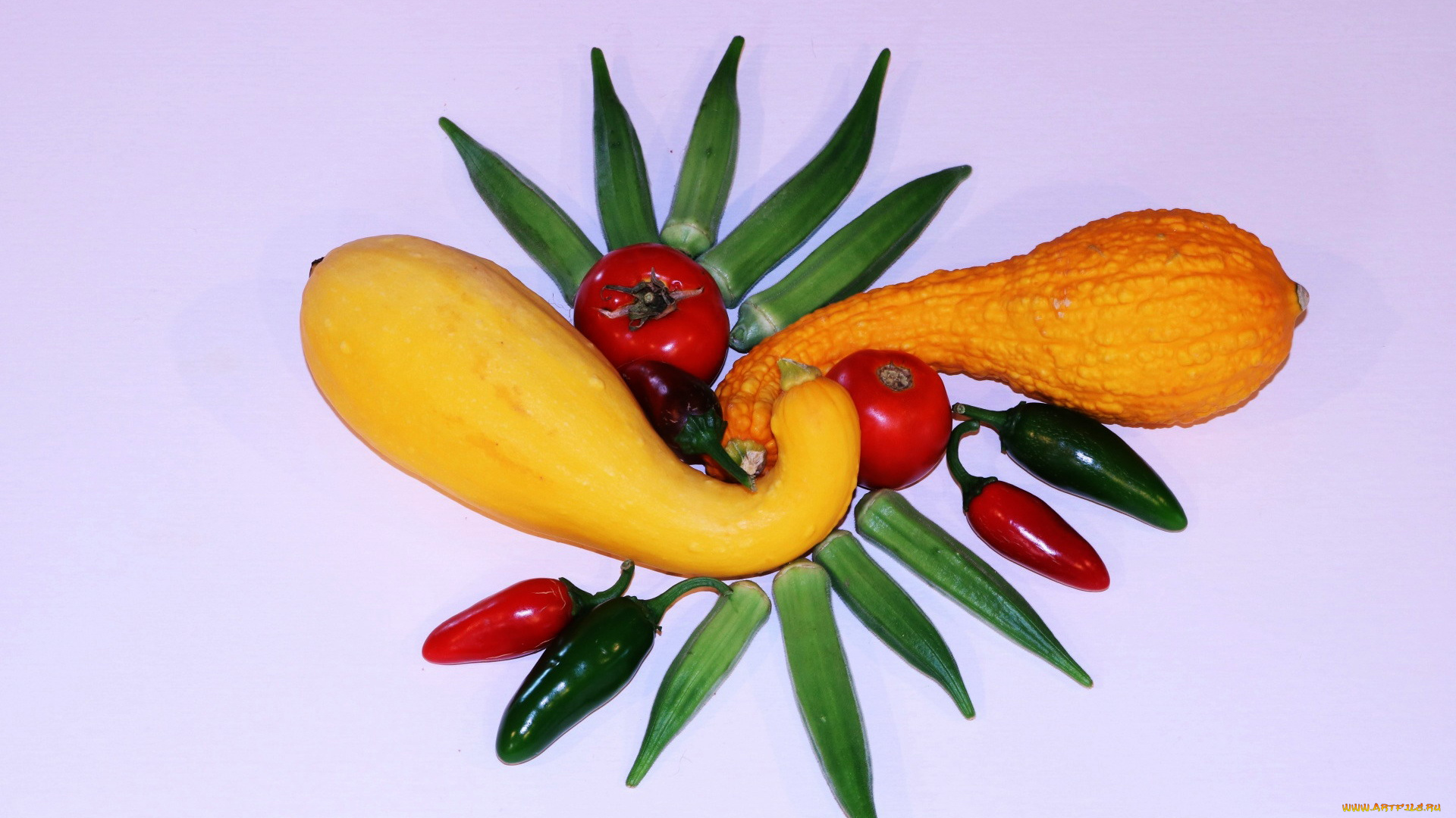 еда, овощи, окра, перец, помидоры