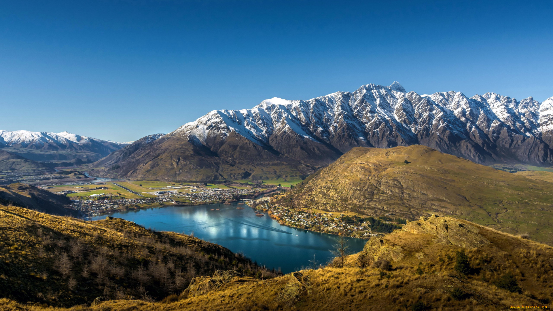 города, -, пейзажи, панорама, горы, озеро