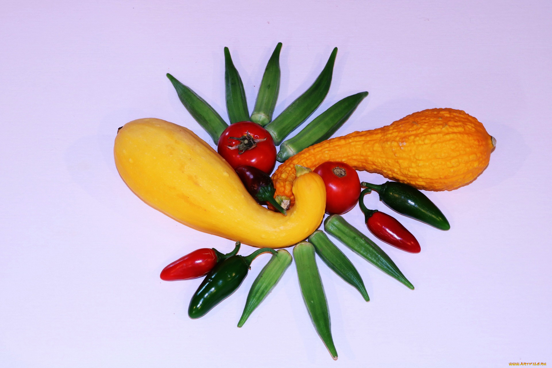 еда, овощи, окра, перец, помидоры