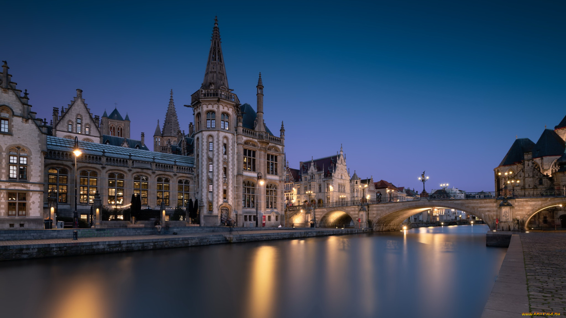 города, -, огни, ночного, города, дома