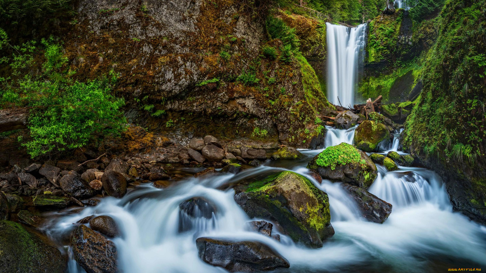 природа, водопады, поток