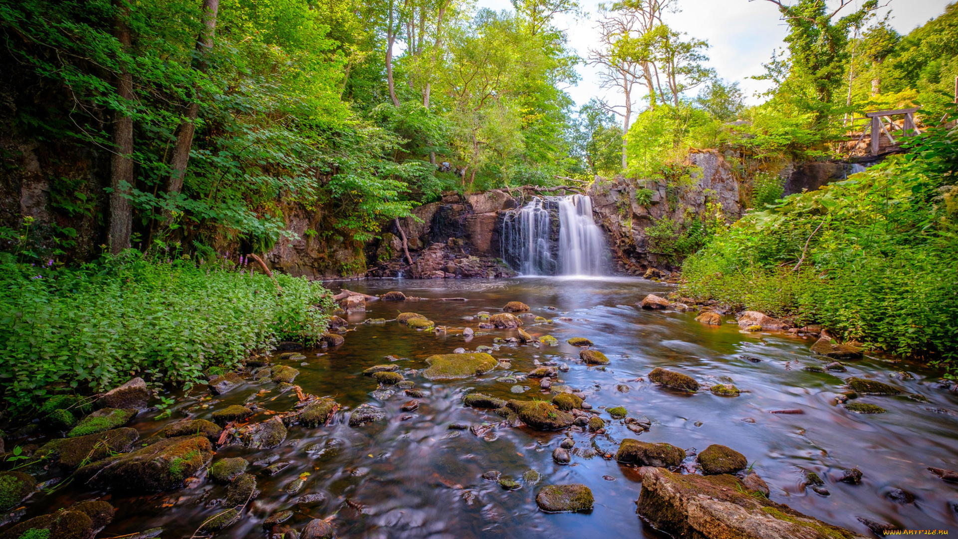 природа, водопады, поток