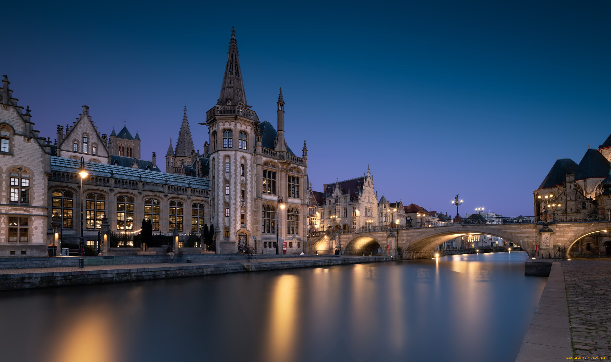 города, -, огни, ночного, города, дома