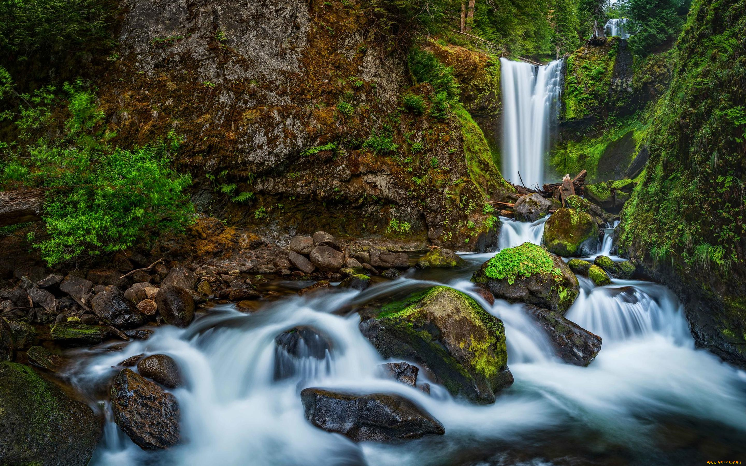 природа, водопады, поток