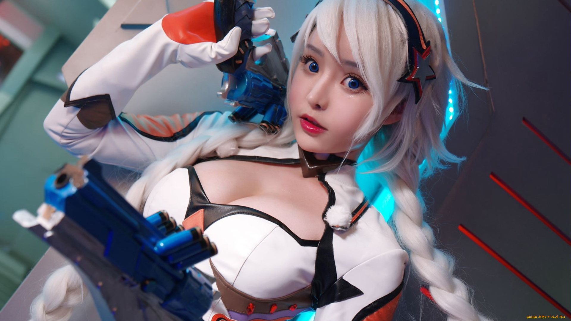 девушки, liu, you, qi, костюм, оружие, косы