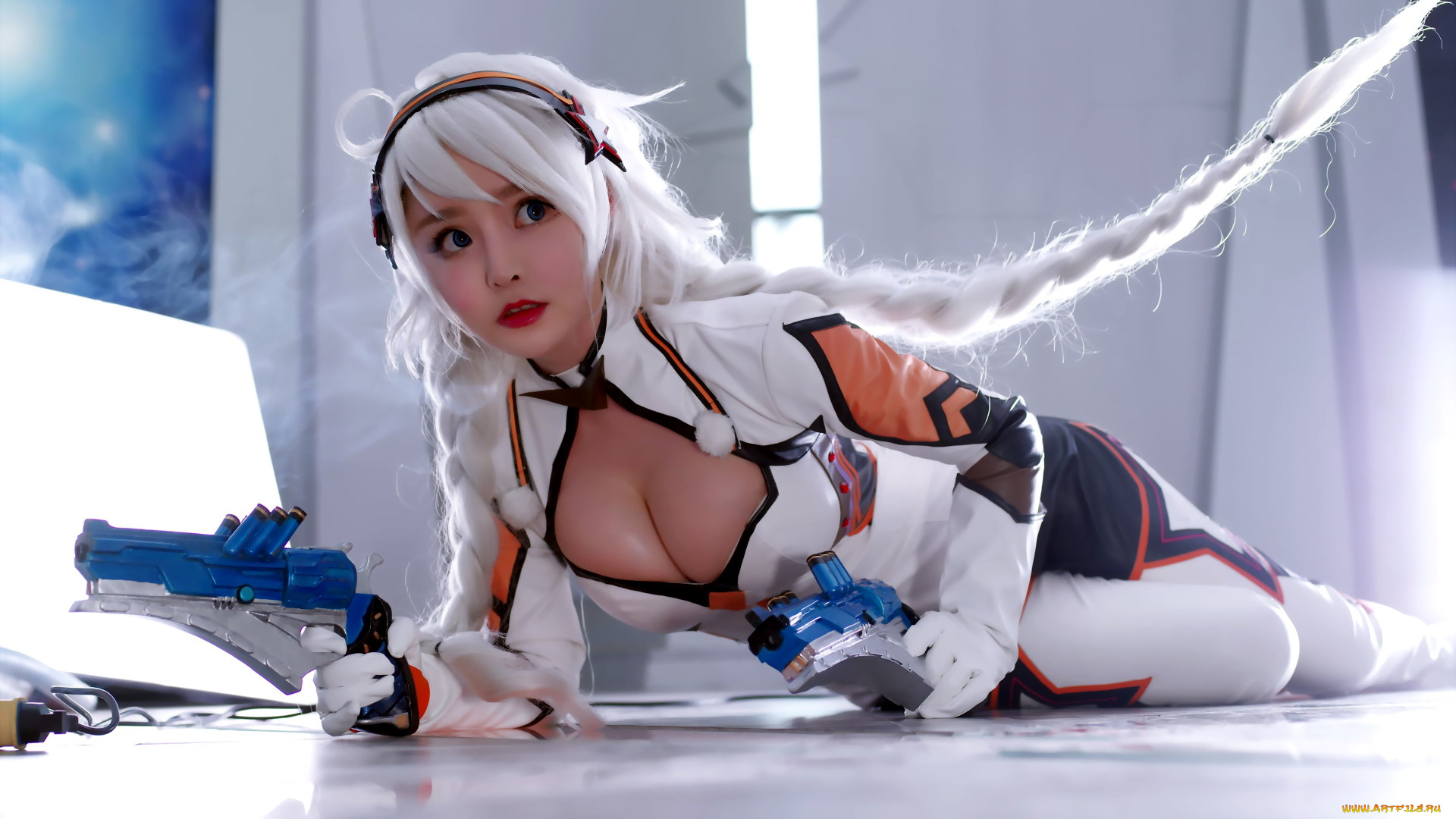 девушки, liu, you, qi, костюм, оружие, косы