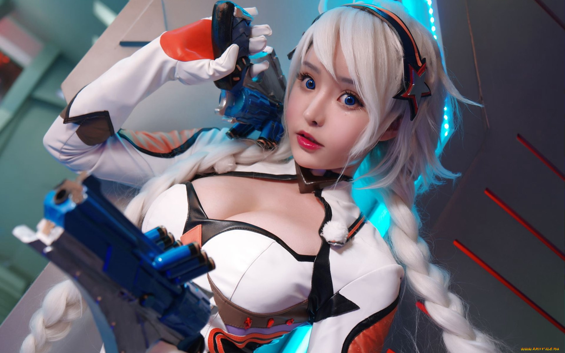 девушки, liu, you, qi, костюм, оружие, косы