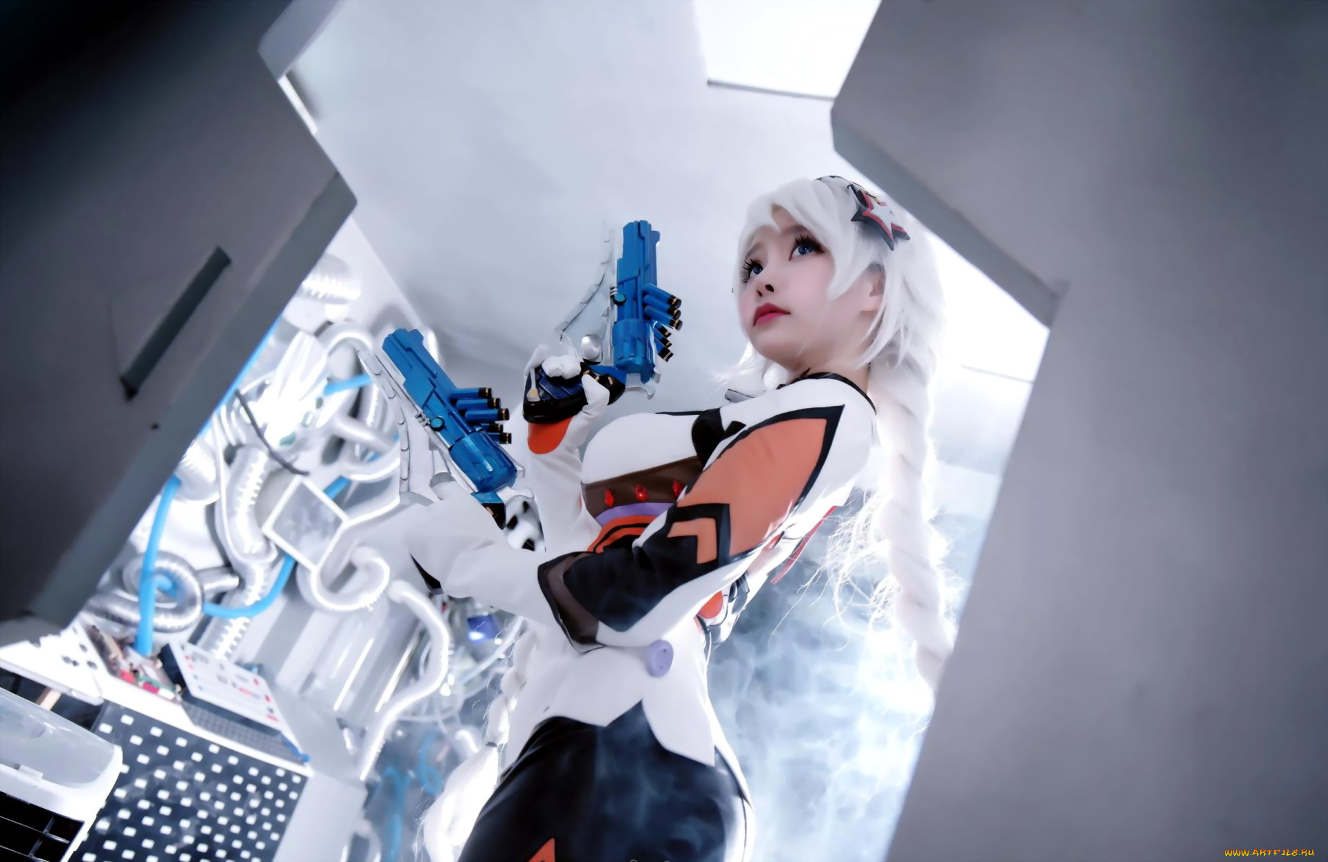 девушки, liu, you, qi, костюм, оружие, двери