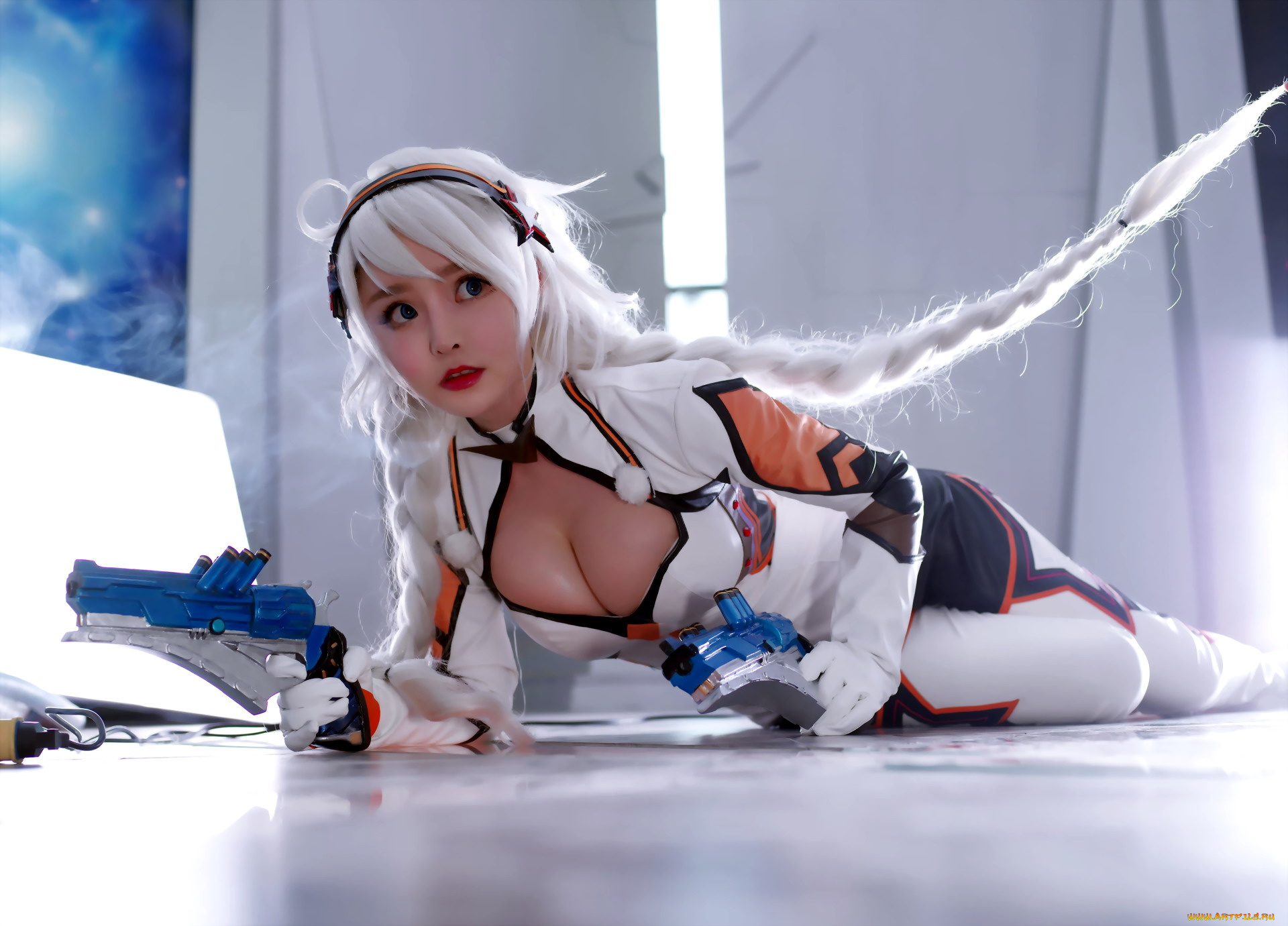 девушки, liu, you, qi, костюм, оружие, косы