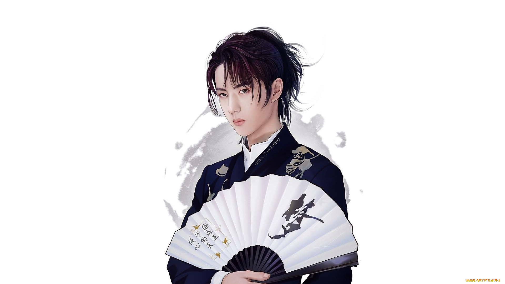 рисованное, люди, ван, ибо, веер