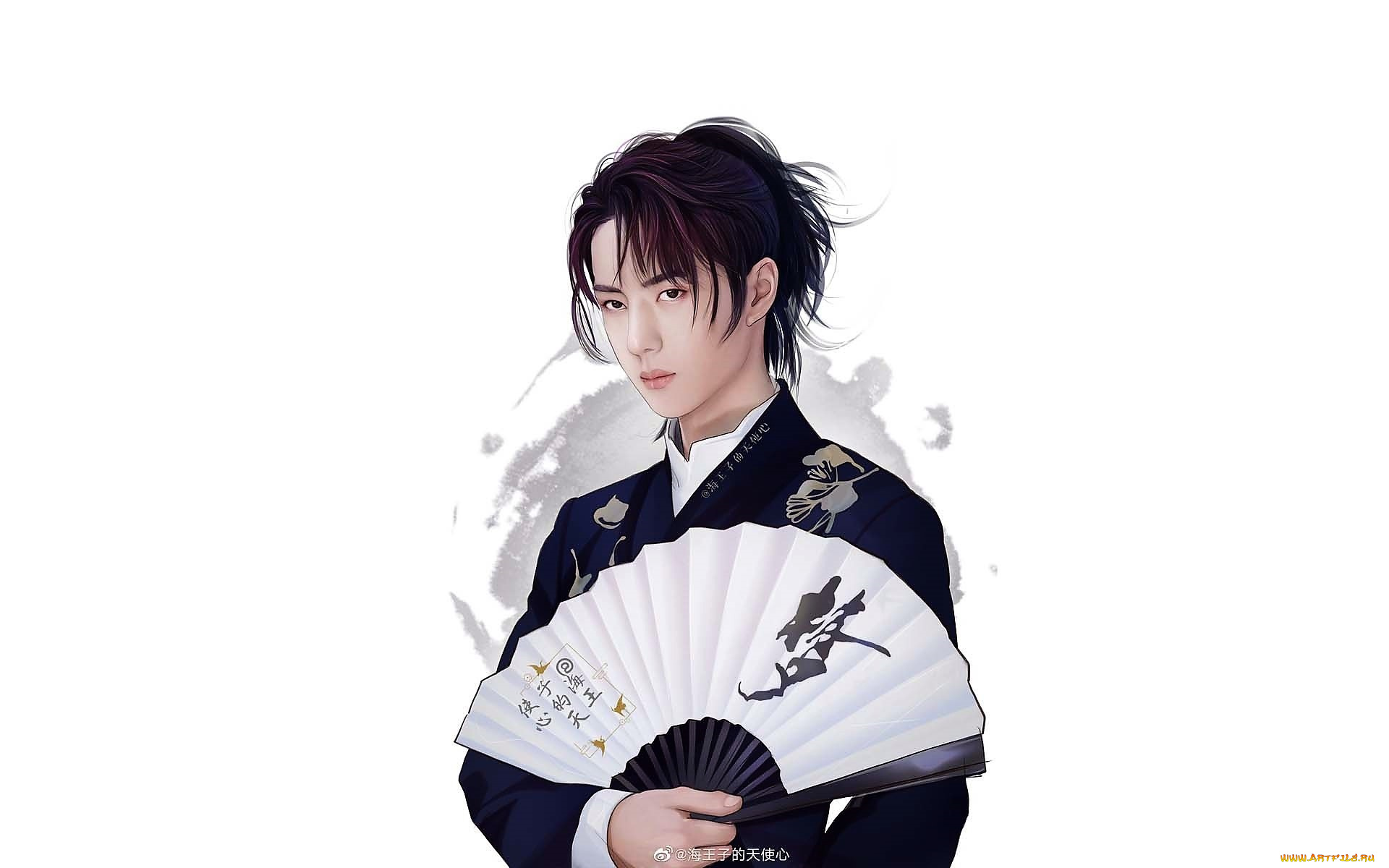 рисованное, люди, ван, ибо, веер