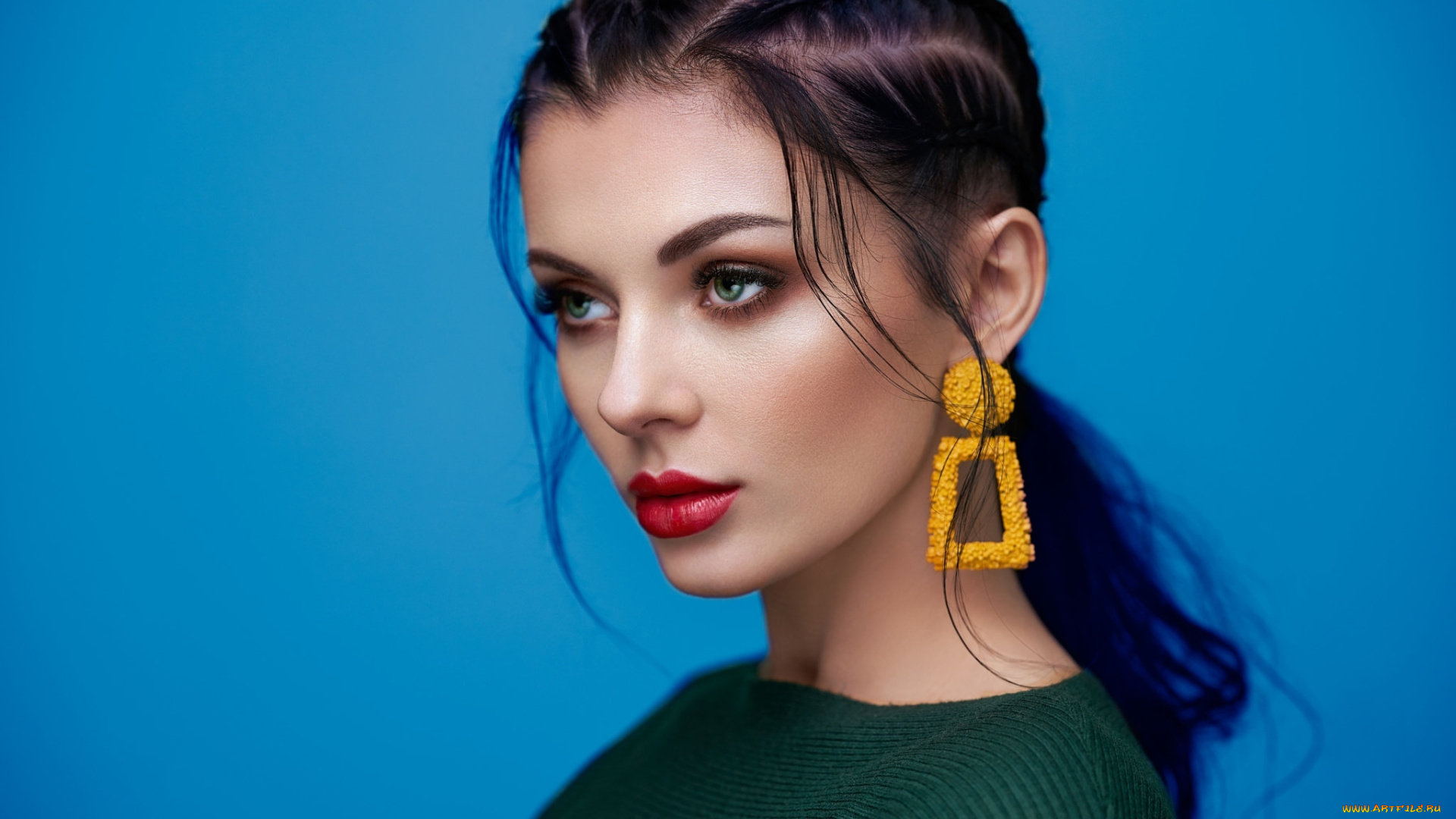 девушки, -, лица, , портреты, брюнетка, портрет, макияж