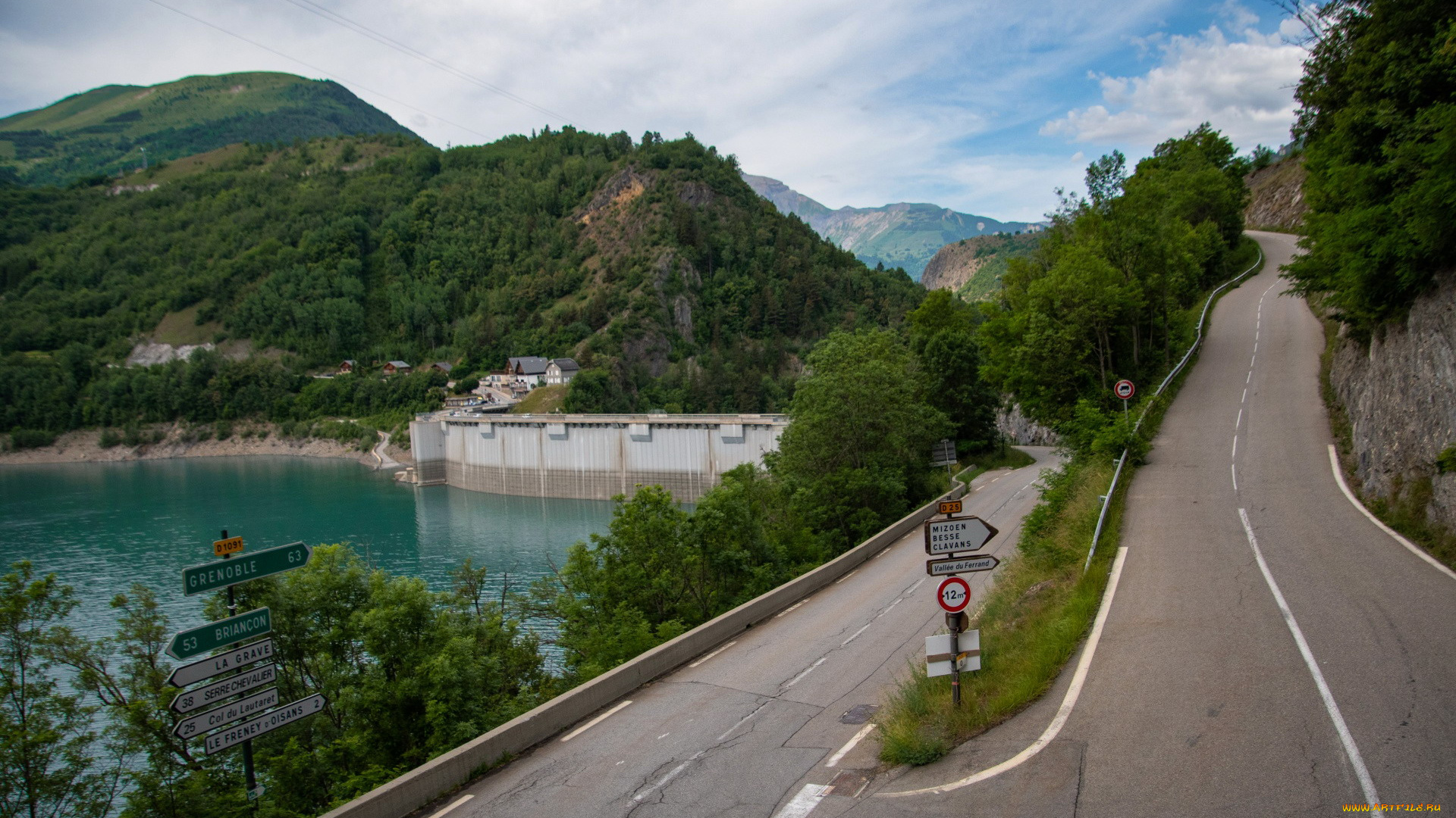 lac, chambon, france, природа, дороги, lac, chambon