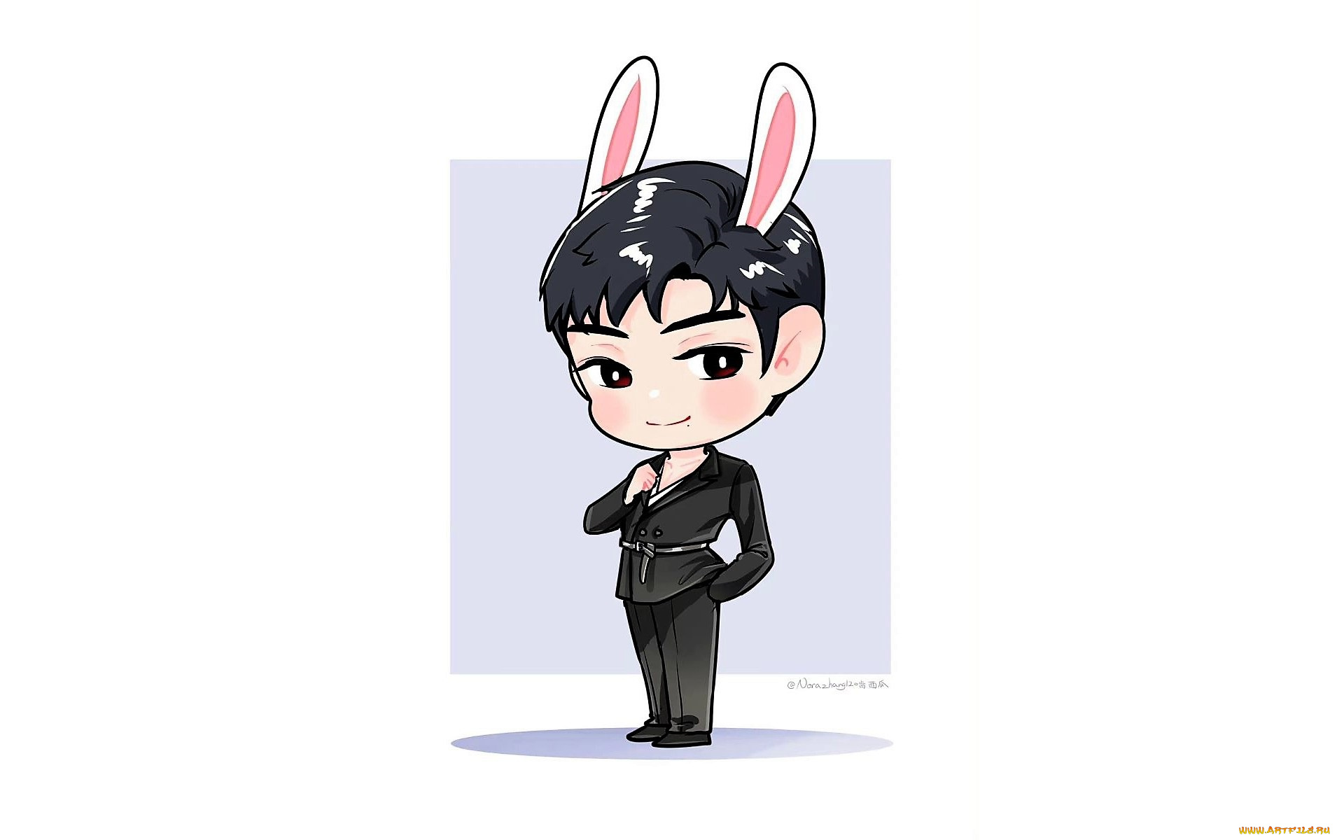 рисованное, люди, сяо, чжань, чиби, ушки