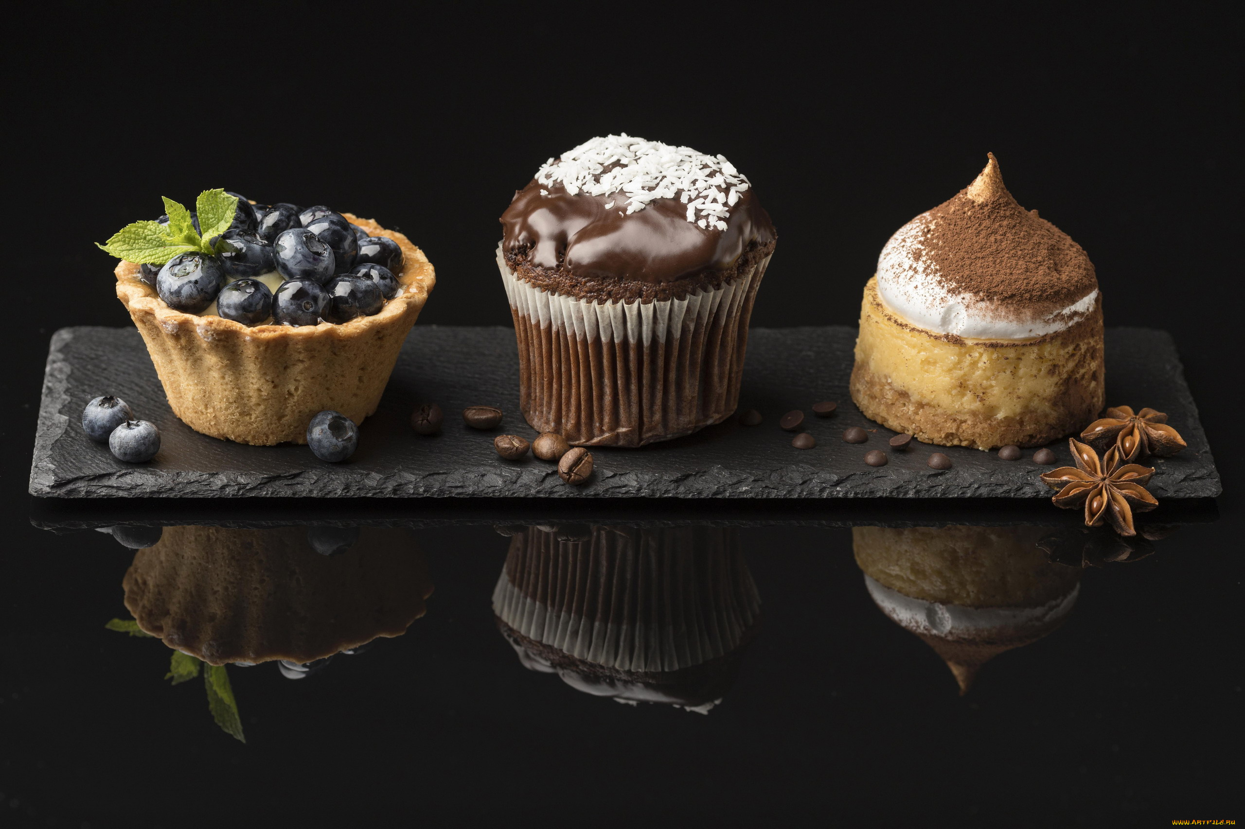 еда, пирожные, , кексы, , печенье, капкейки, кексы, отражение, анис