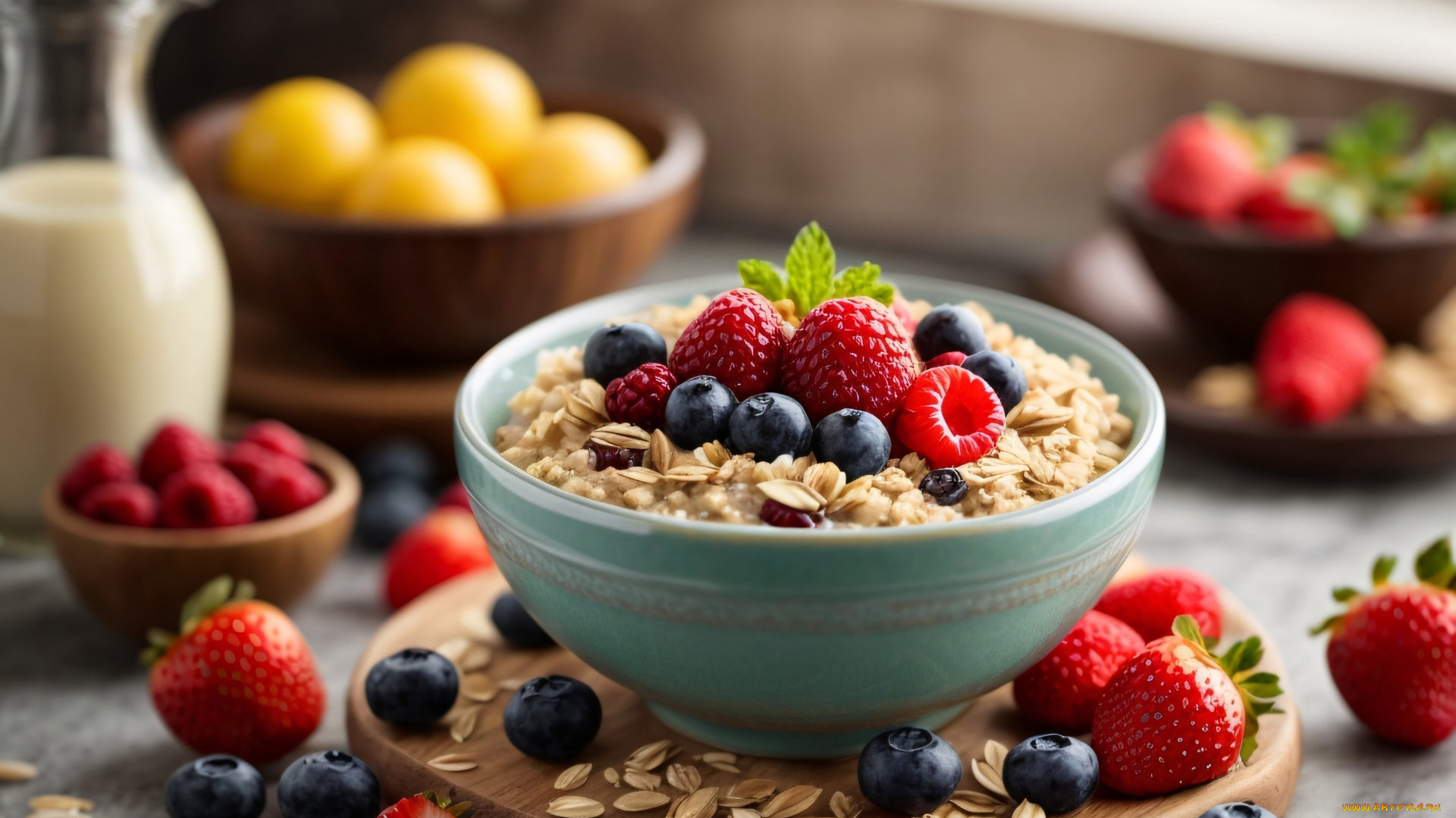 3д, графика, еда-, food, овсянка