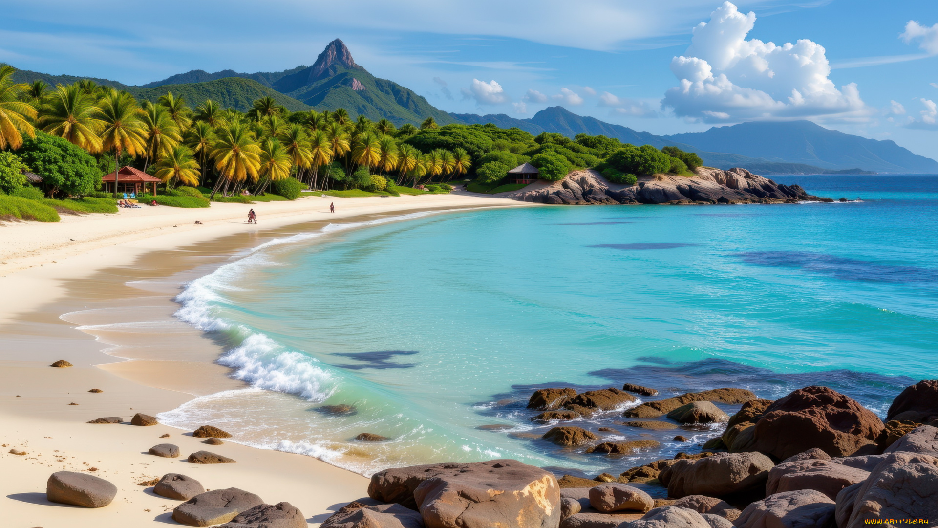 3д, графика, природа, , nature, море, тропики, пальмы