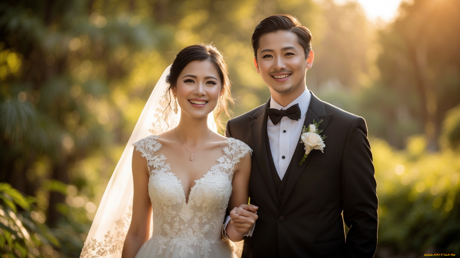 3д, графика, романтика, , romantics, молодожены, невеста, жених