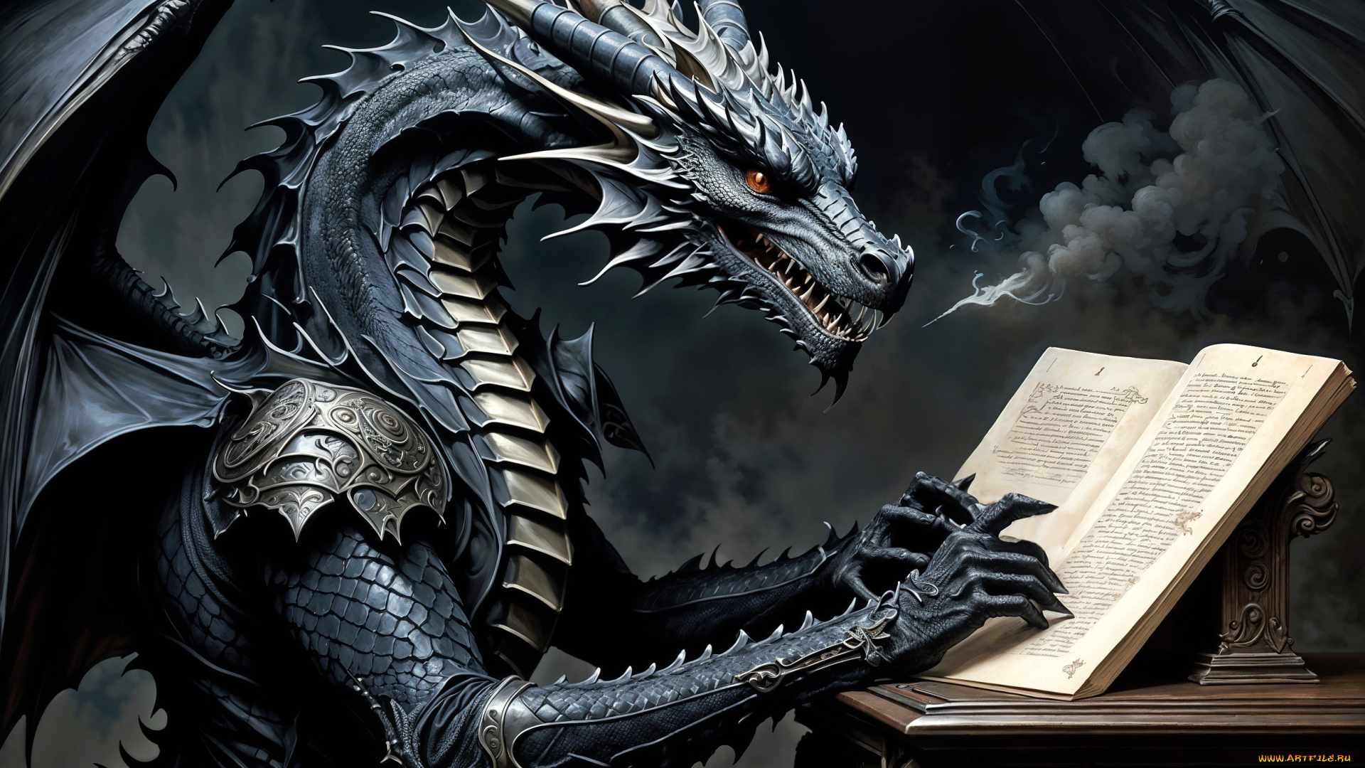 фэнтези, драконы, дракон, дым, книга