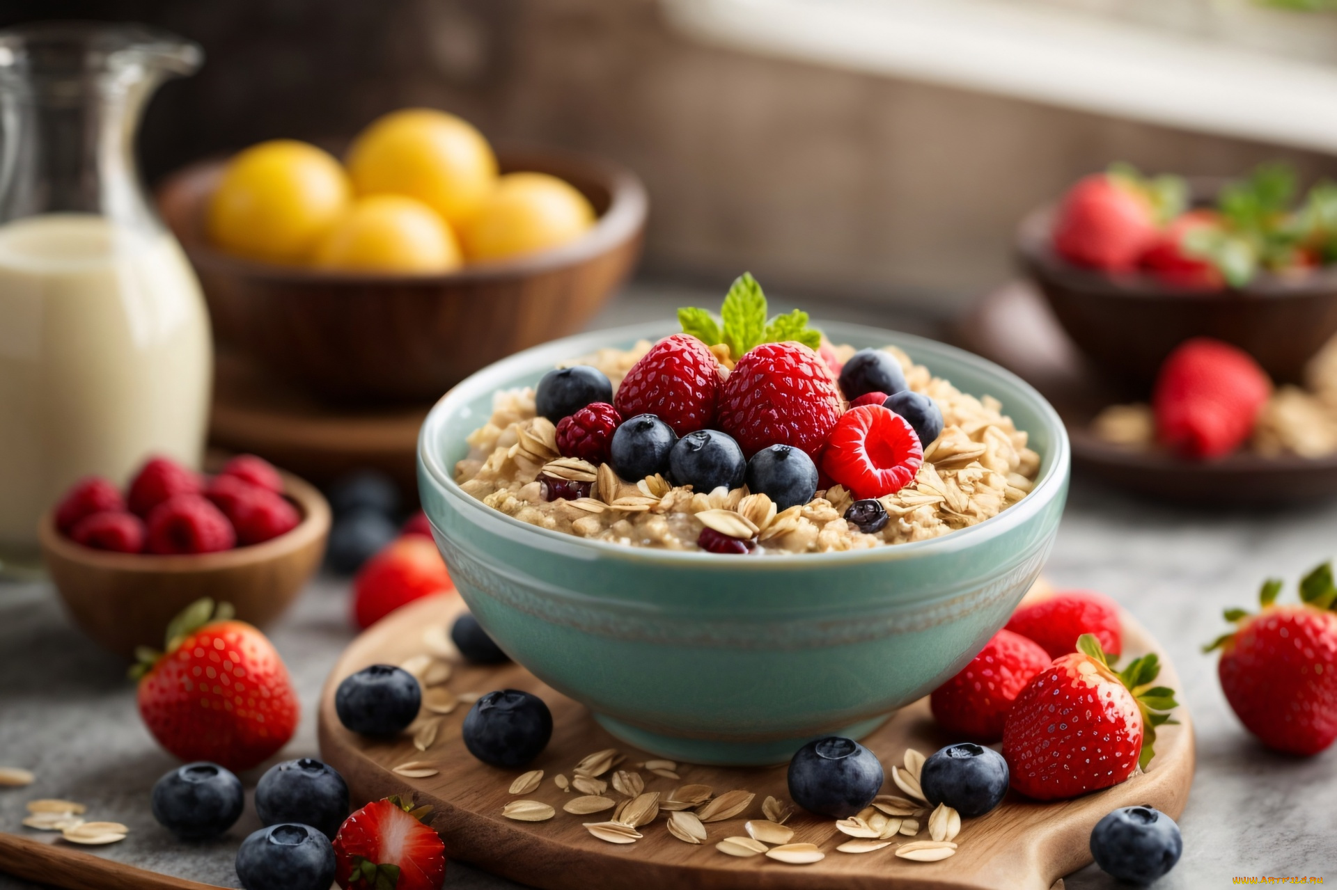 3д, графика, еда-, food, овсянка