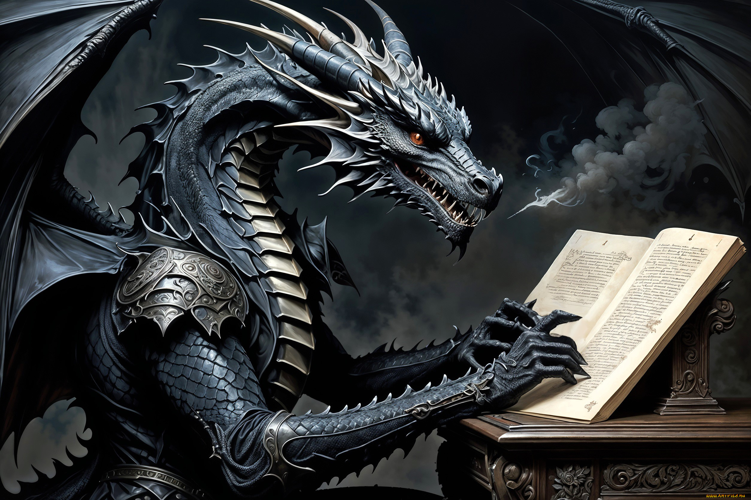 фэнтези, драконы, дракон, дым, книга