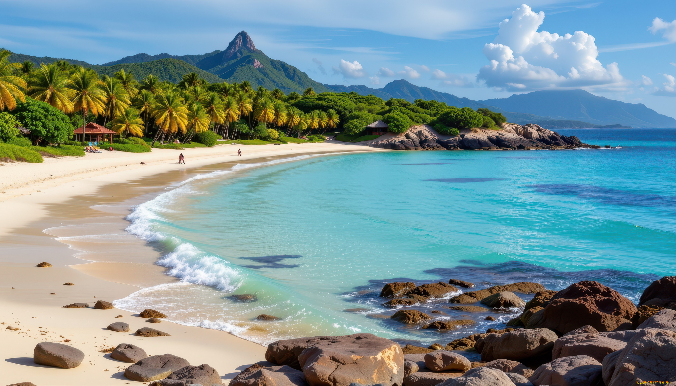 3д, графика, природа, , nature, море, тропики, пальмы