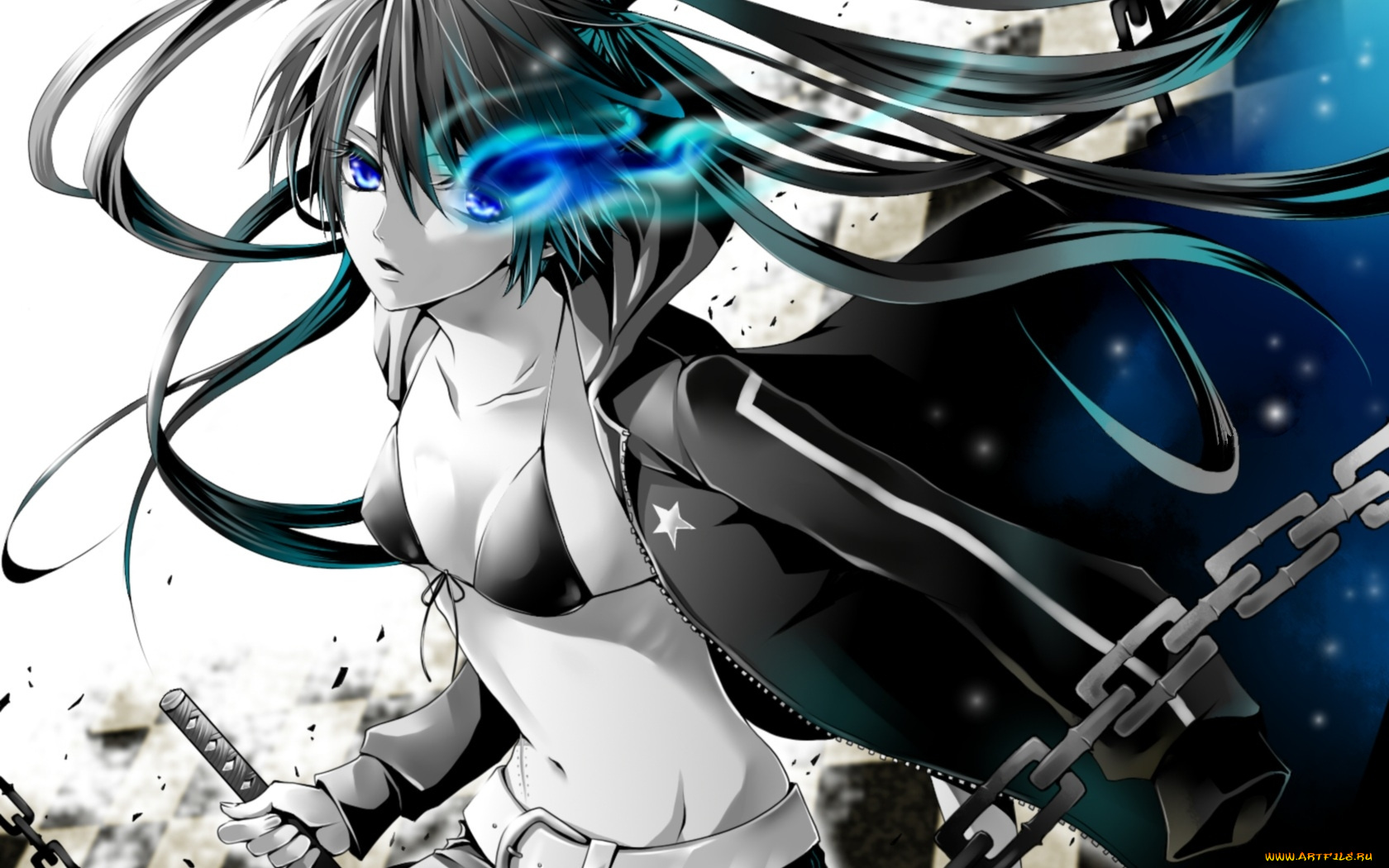 аниме, black, rock, shooter