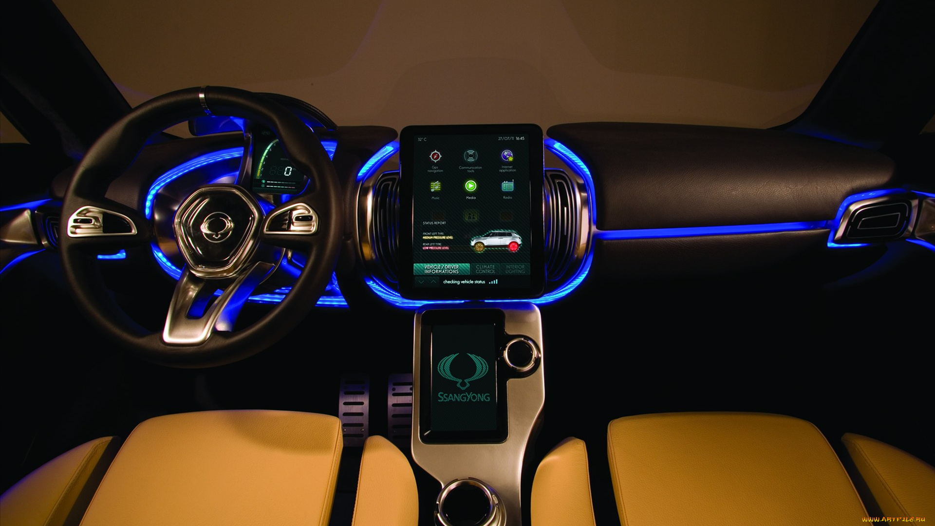 ssangyong, xiv, concept, 2011, автомобили, спидометры, торпедо, красный, авто