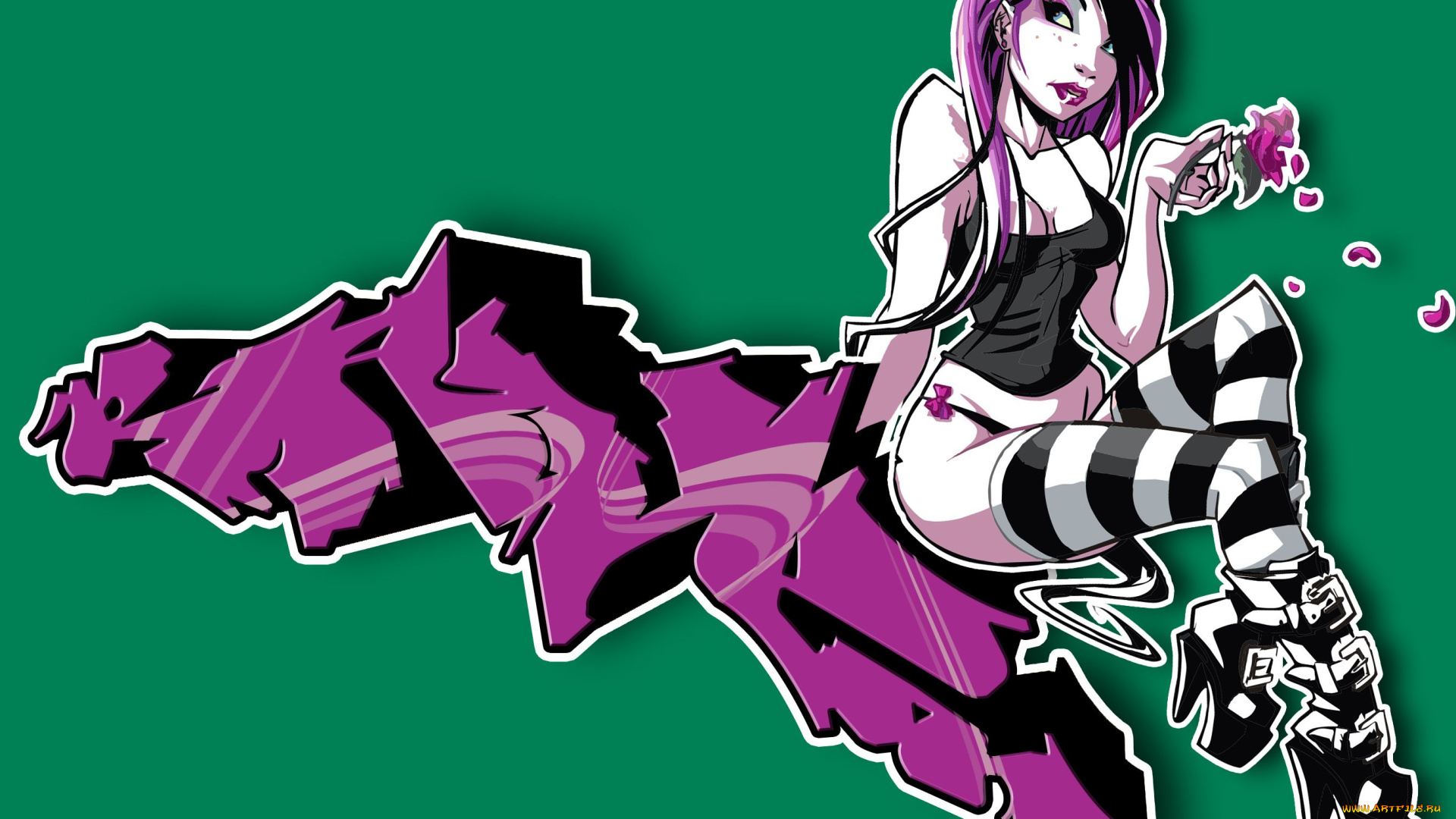 векторная, графика, девушка, чулки