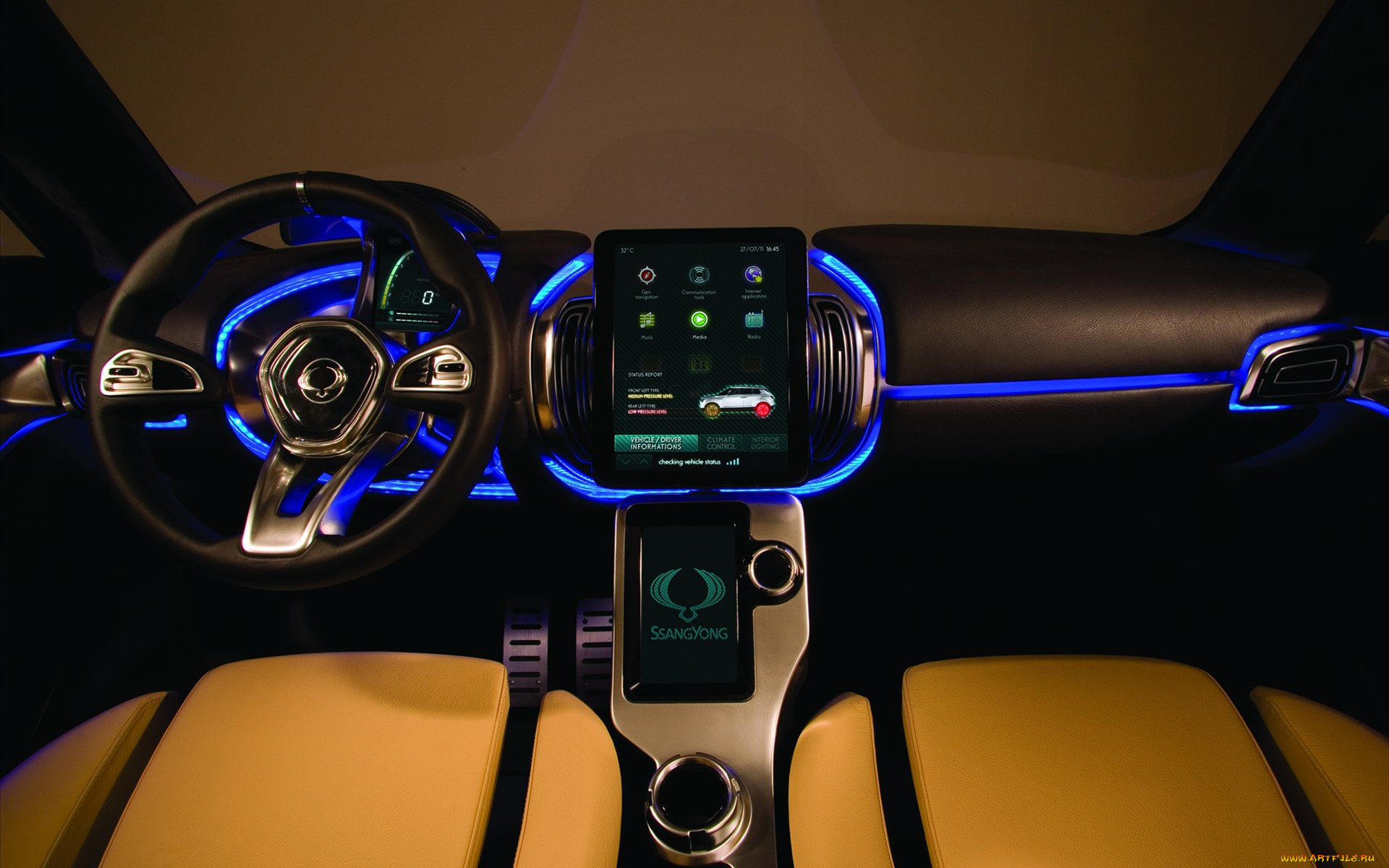 ssangyong, xiv, concept, 2011, автомобили, спидометры, торпедо, красный, авто